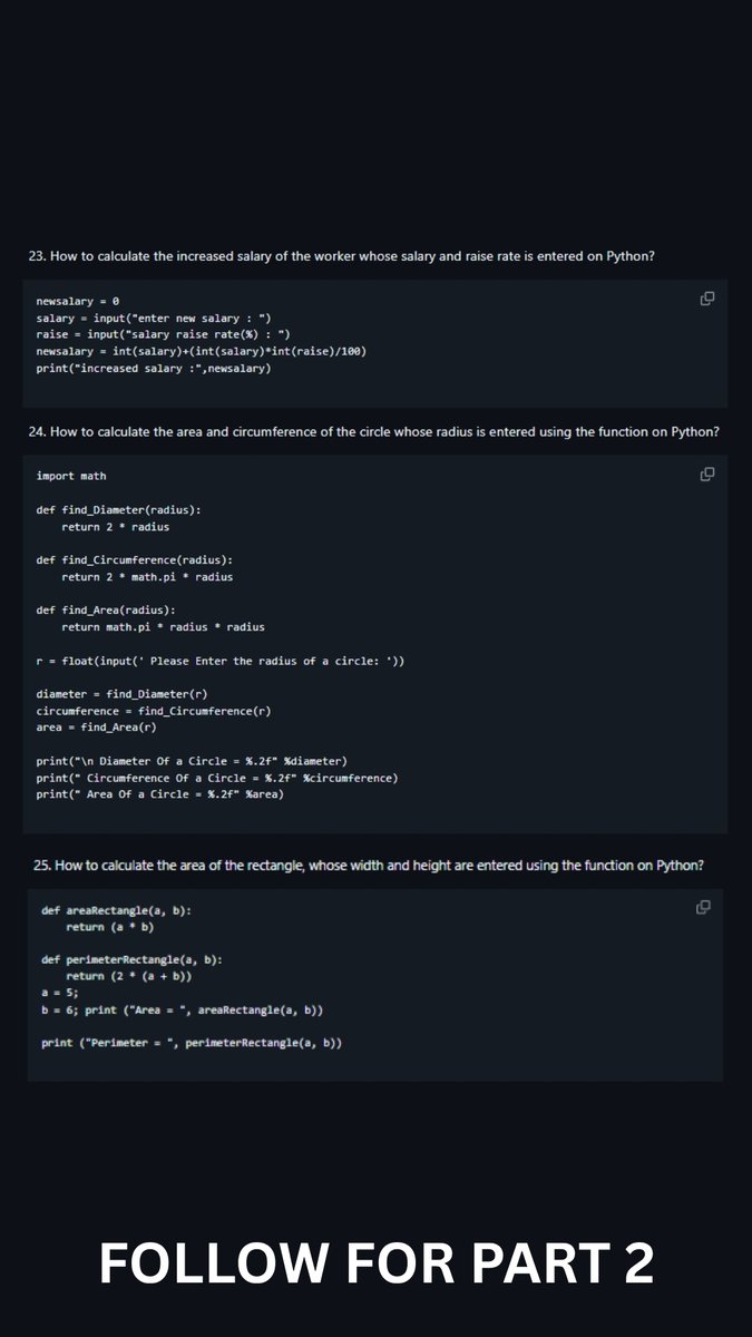 cruzangelojose3's tweet image. 50 Simple Python 🐍 Programs for Beginners (Part 1)
#pythonlearningjourney #python