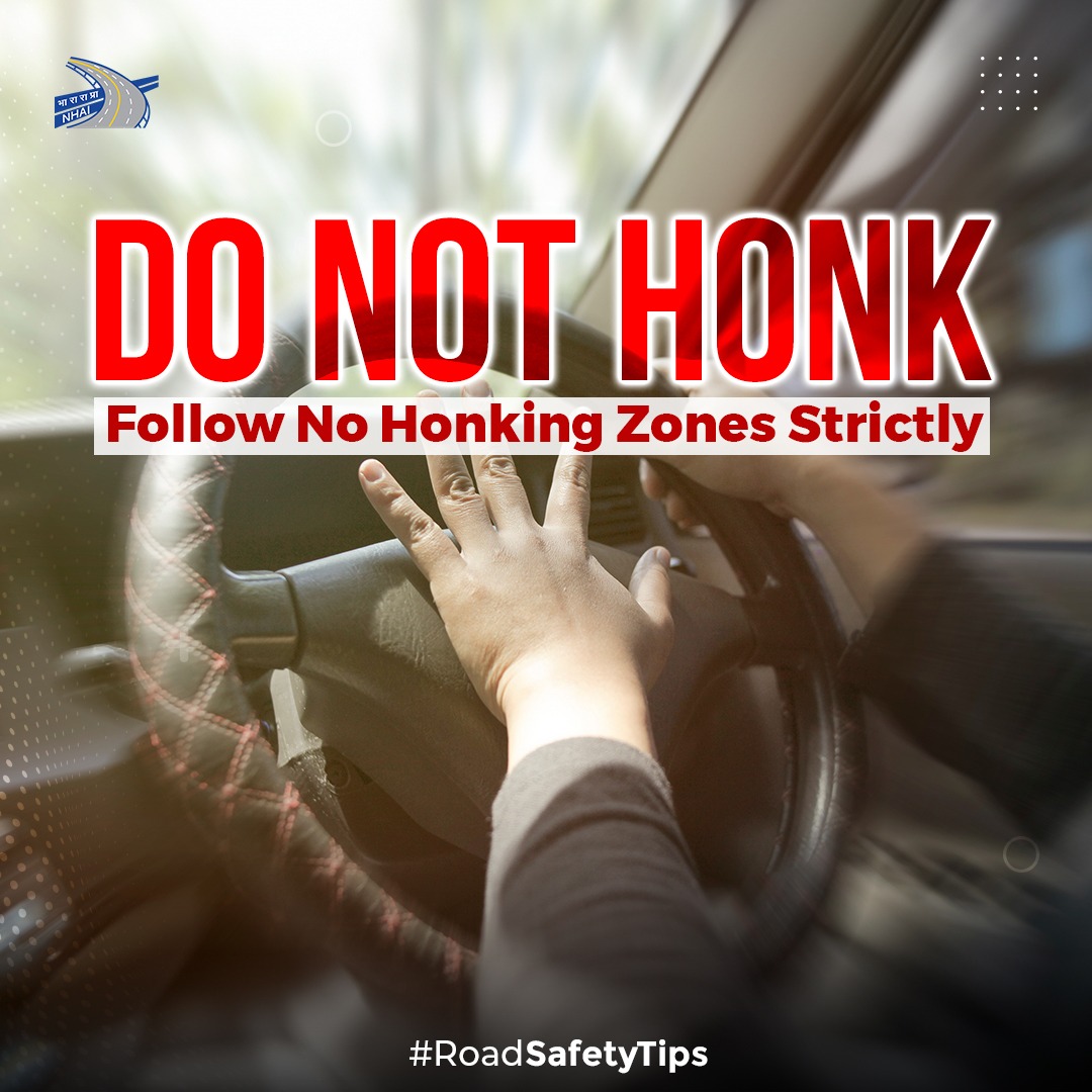 NHAI_Official's tweet photo. Following 'No Honking Zones' isn't optional-it's essential. Let's curb noise pollution and make our roads more pleasant for everyone.
#RoadSafetyTips #DriveCalm #NoisePollution https://t.co/JngiGs2XP5