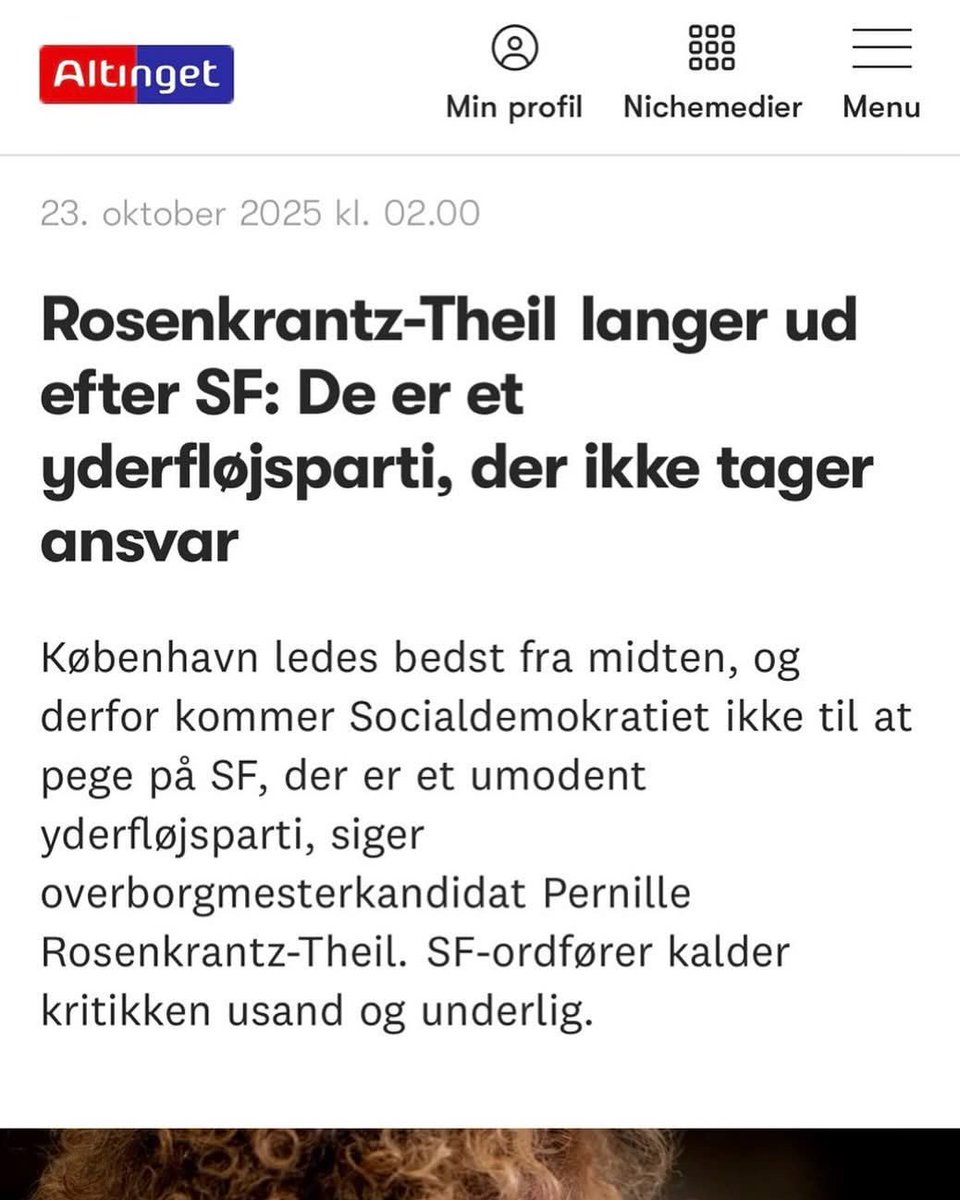 Pernille Rosenkrantz-Theil: "SF er et yderfløjsparti!"

Også Pernille Rosenkrantz-Theil: "Hvis ikke jeg selv kan blive overborgmester går jeg "i opposition"! "🙃

#dkpol