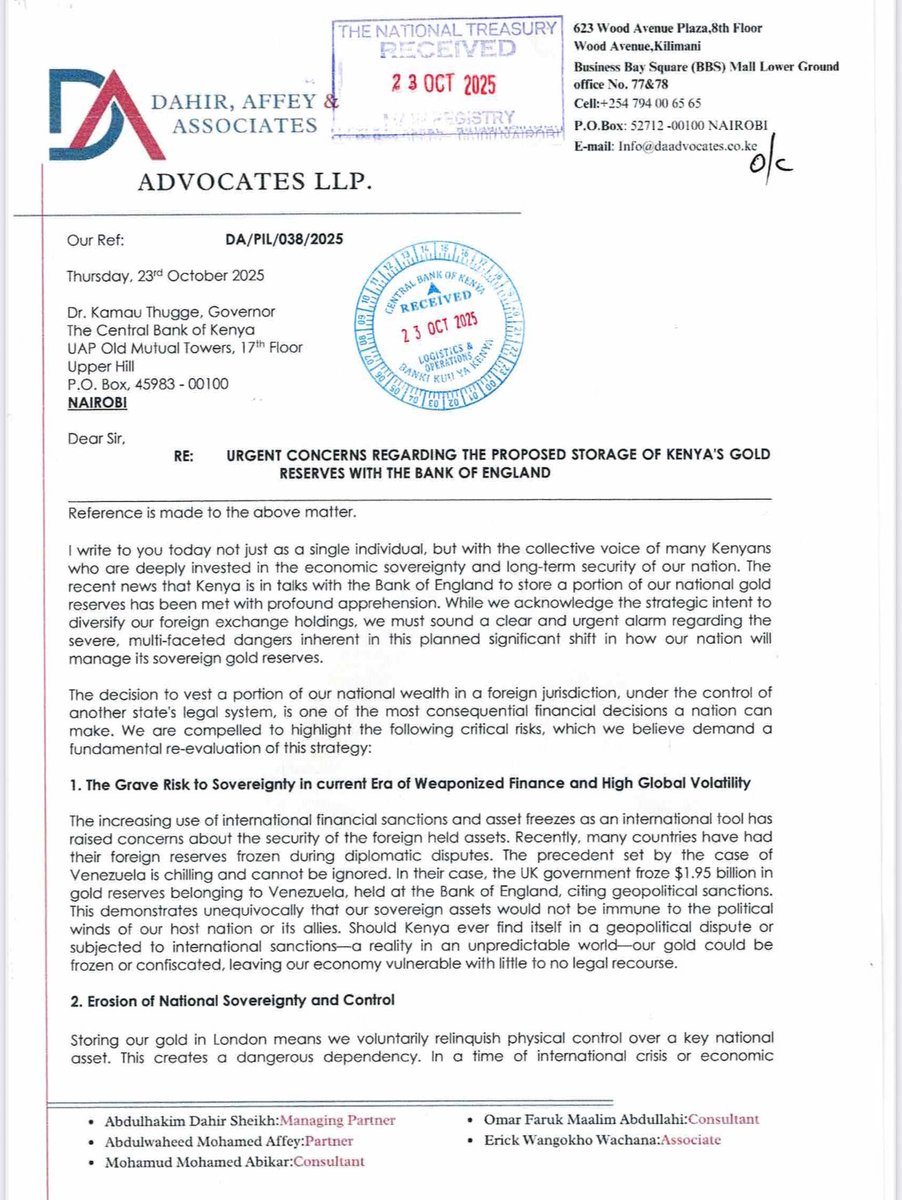 Dahiro_abdy's tweet image. BREAKING: I have sounded an alarm to CBK. Plans to store Kenya's gold in the Bank of England pose a grave risk to our sovereignty & economy. From weaponized finance to loss of control. We demand transparency & an immediate halt to negotiations.
@lynn_ngugi1