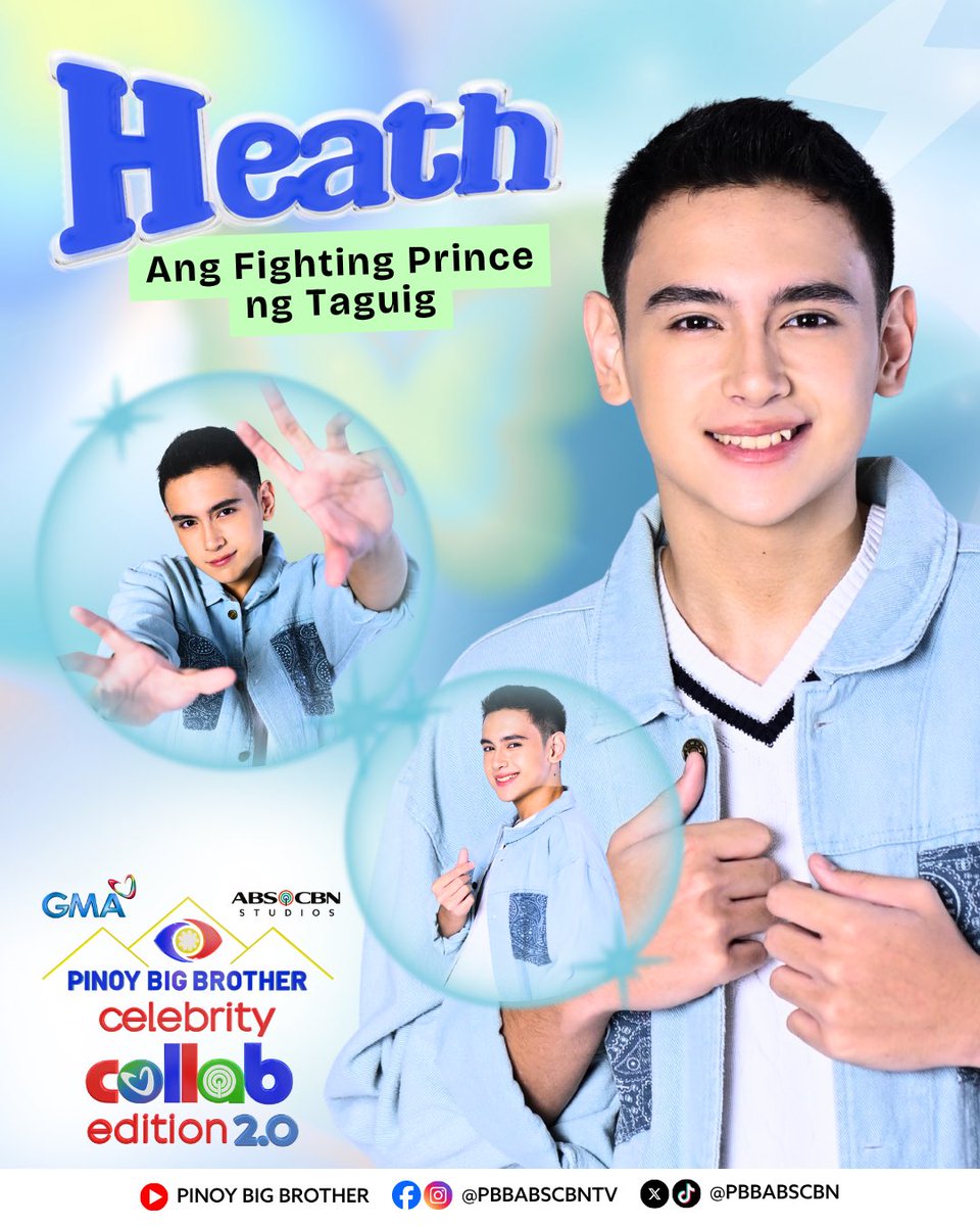 PBBabscbn's tweet image. Sabay sabay nating kilalanin si Heath, Ang Fighting Prince ng Taguig! 💪👑

Mapapanood na siya simula ngayong October 25, Saturday sa Pinoy Big Brother Celebrity Collab Edition 2.0 sa GMA, Kapuso Stream, GMANetwork.com, GMA Pinoy TV, Kapamilya Online Live, ABS-CBN…