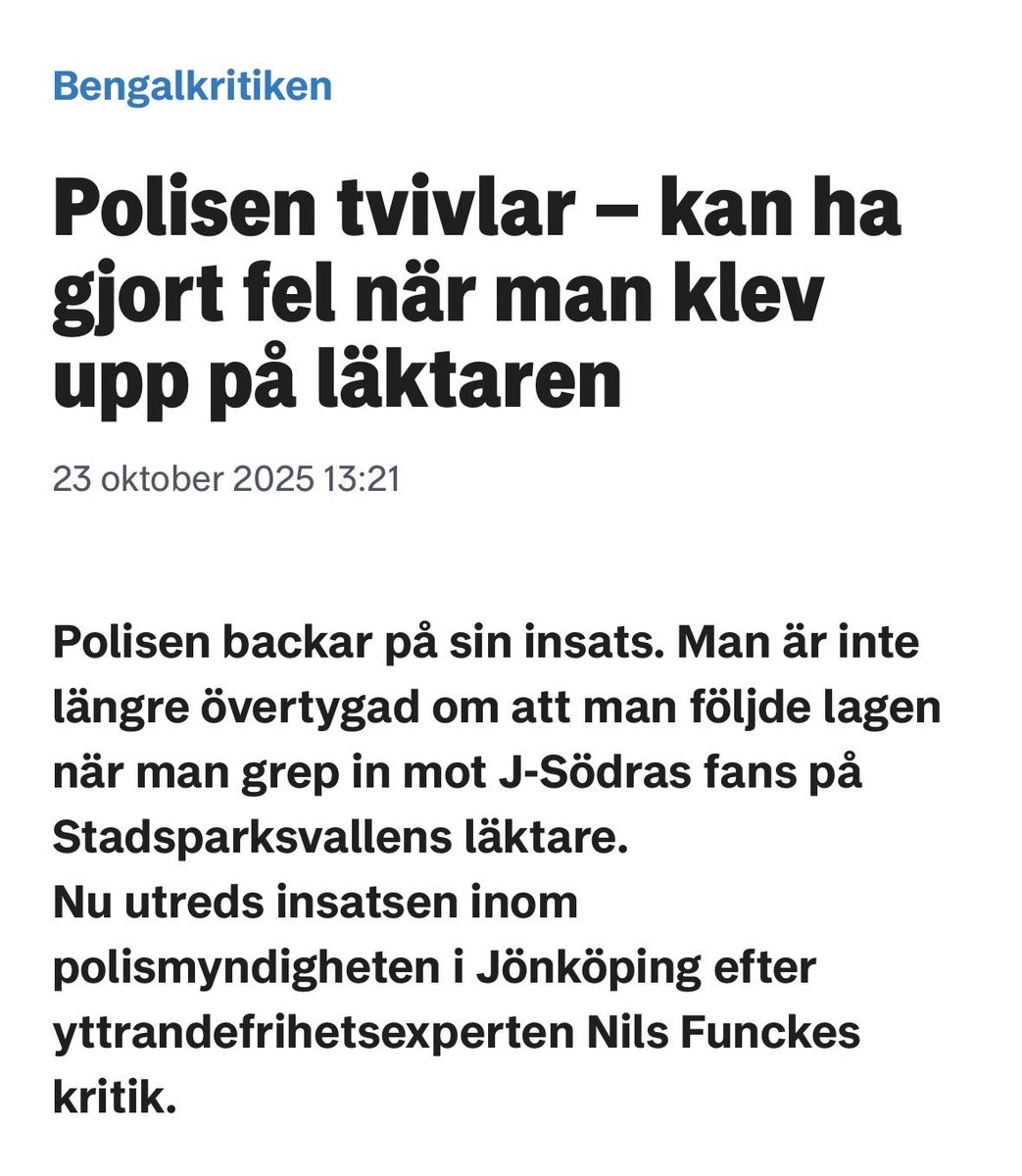 En polis som medger att dom kanske har begått ett misstag? Den såg jag inte komma, mitt i polisens upptrappning mot supportrar.