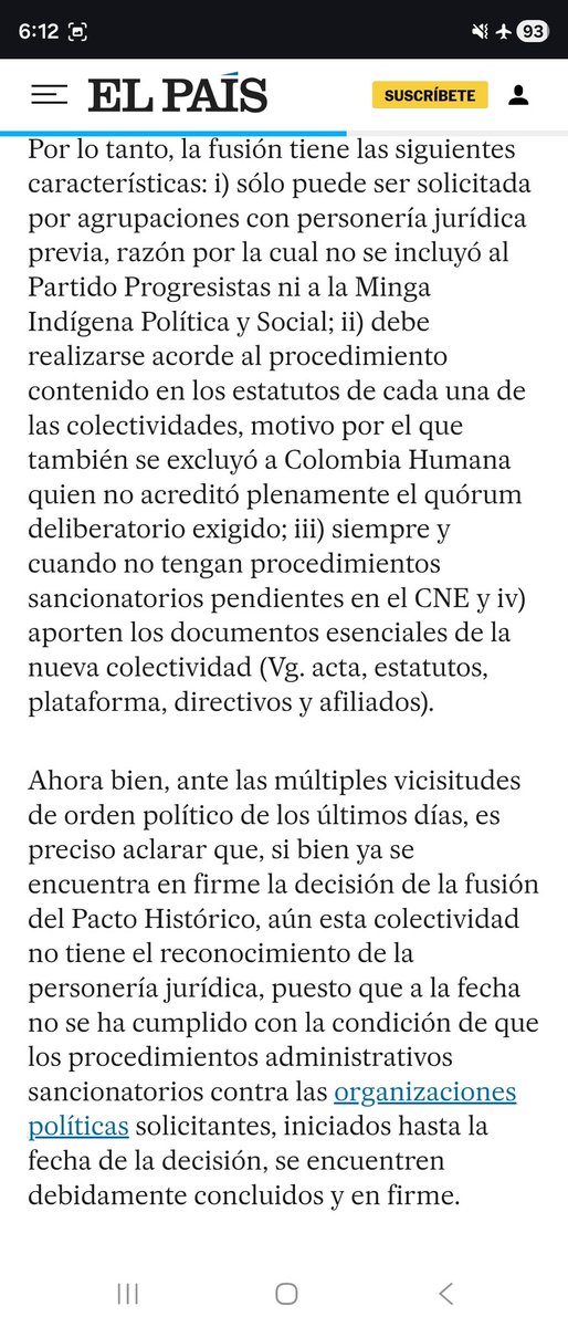 Explicación sobre la fusión de partidos políticos en Colombia