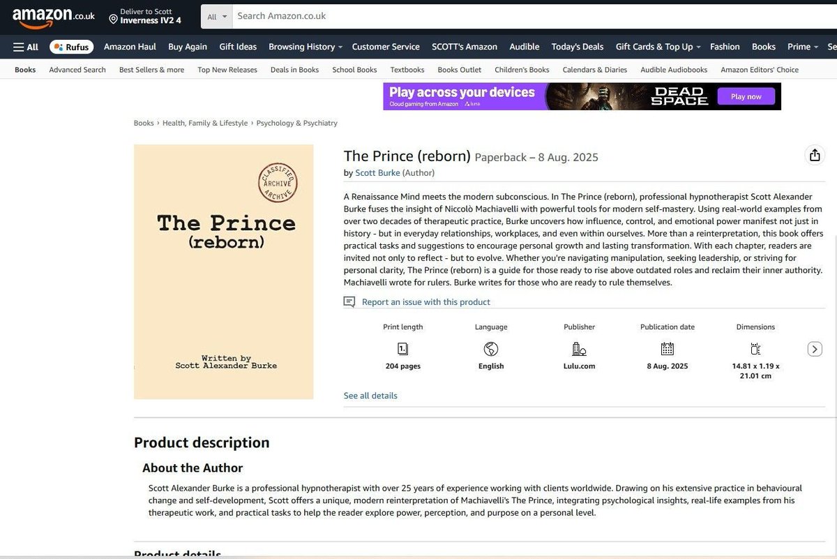ScottBurke's tweet photo. The Prince (reborn) is out! Dive into a modern twist on Machiavelli with insights on awareness, mindset, and influence. Learn and grow with reflections, stories, and practical tasks. Check it out on Amazon: https://t.co/7J4iLzLDv0 #ThePrince #ScottBurke https://t.co/bxfy93cdzD