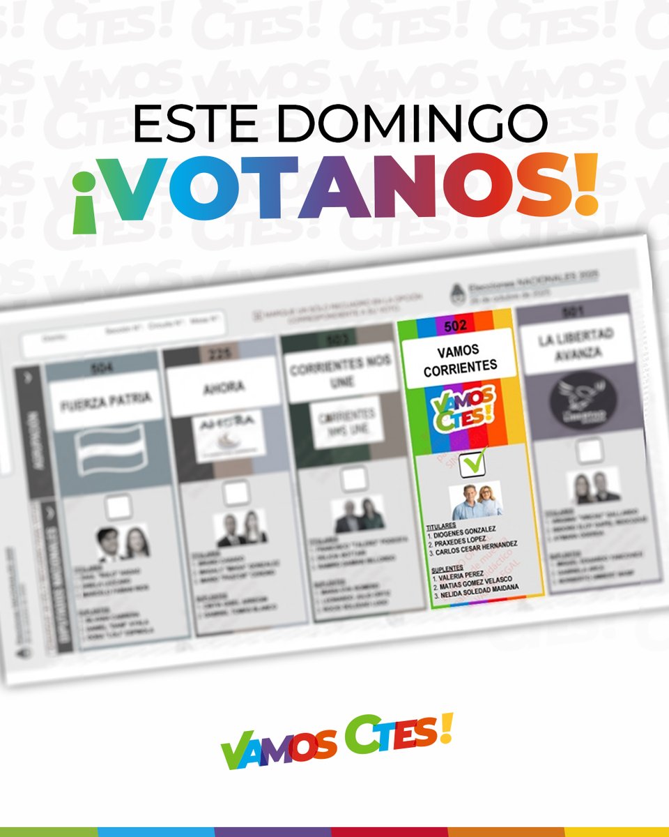 Para que en el Congreso de la Nación se escuche la voz de la provincia y se defiendan la educación, la salud y la obra pública, ¡acompañanos este domingo!

Diógenes, Práxedes y Carlos diputados nacionales.