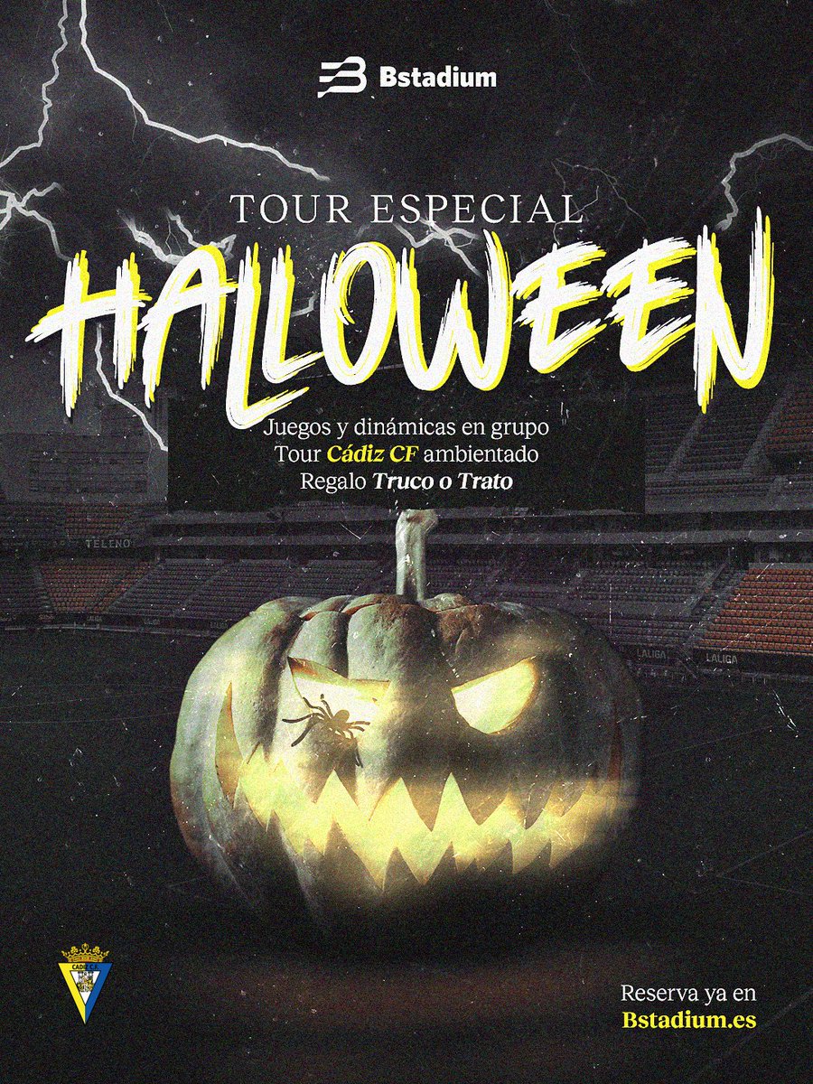 Pasa un Halloween de miedo en el estadio! 🎃 <a href="/Cadiz_CF/">Cádiz Club de Fútbol</a> 

🗓️ 31 de octubre y 1 de noviembre
👻 El mejor plan para el cadismo 
🎟️Entradas ya disponibles bstadium.es/tours-original…