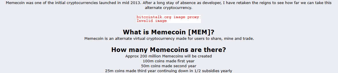 Before Dogecoin there was MEMEcoin.  

Launched on May 27, 2013 on BitcoinTalk, it was the first coin to brand itself around memes.  

MEMEcoin came six months before Doge and is mostly forgotten today.

bitcointalk.org/index.php?topi…