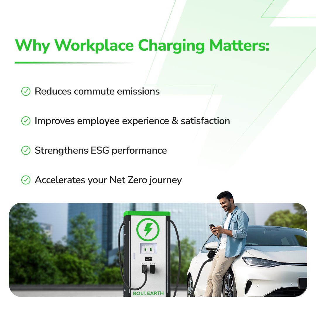 bolt_earth's tweet photo. What if your office commute was greener? 🌿
Employee travel can contribute up to 20% of your company’s #carbonfootprint, yet it's often overlooked.
#FreeWebinar | The 9-to-5 EV Charging
Register here: https://t.co/aySQ2s8V3Q
#BoltEarth #Webinar #EVCharging #WorkplaceCharging #EVChargers #EVInfrastructure #EVChargingBusiness