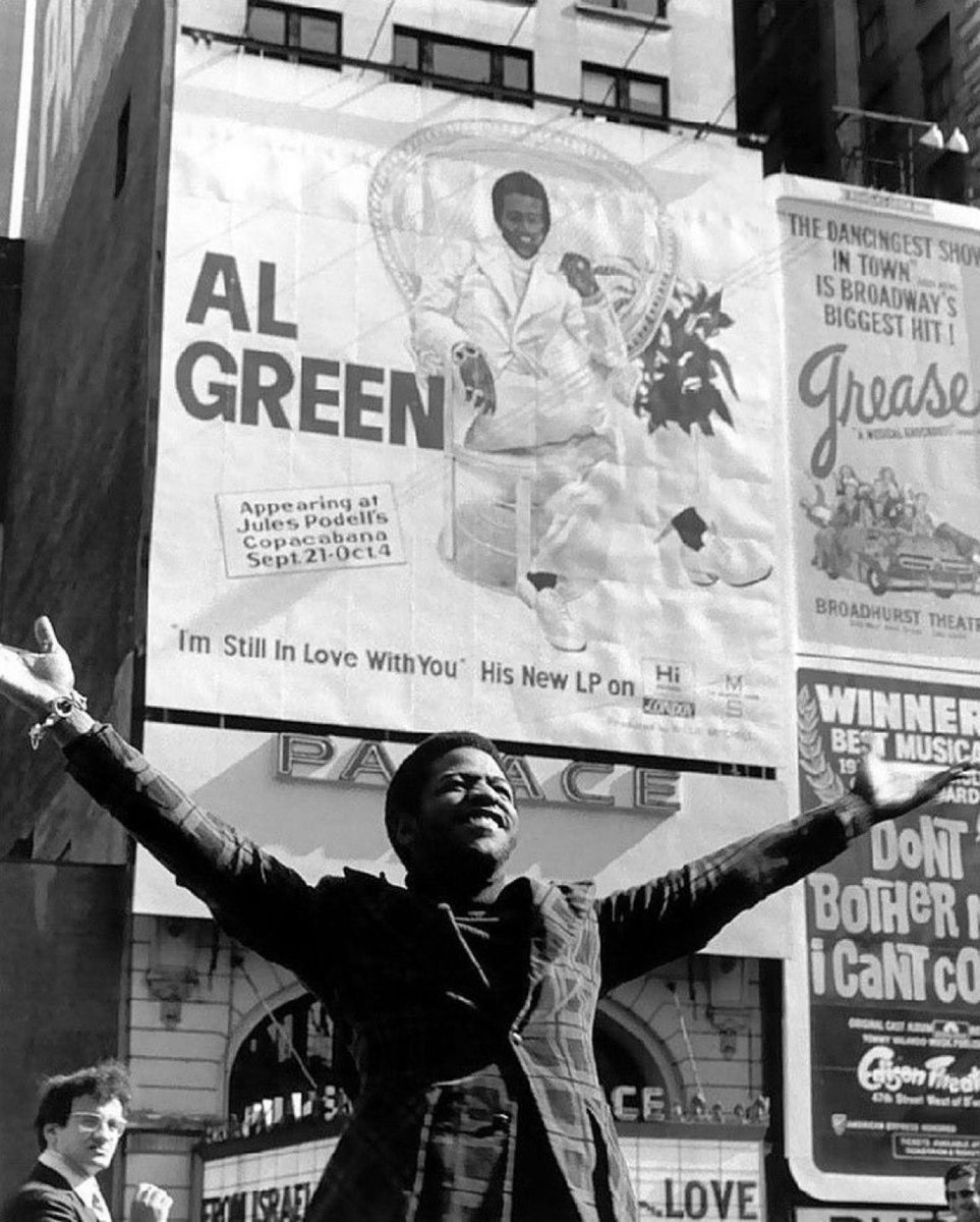 SVG__Collection's tweet image. Al Green in front of a billboard promoting the release of “I'm Still in Love with You”
