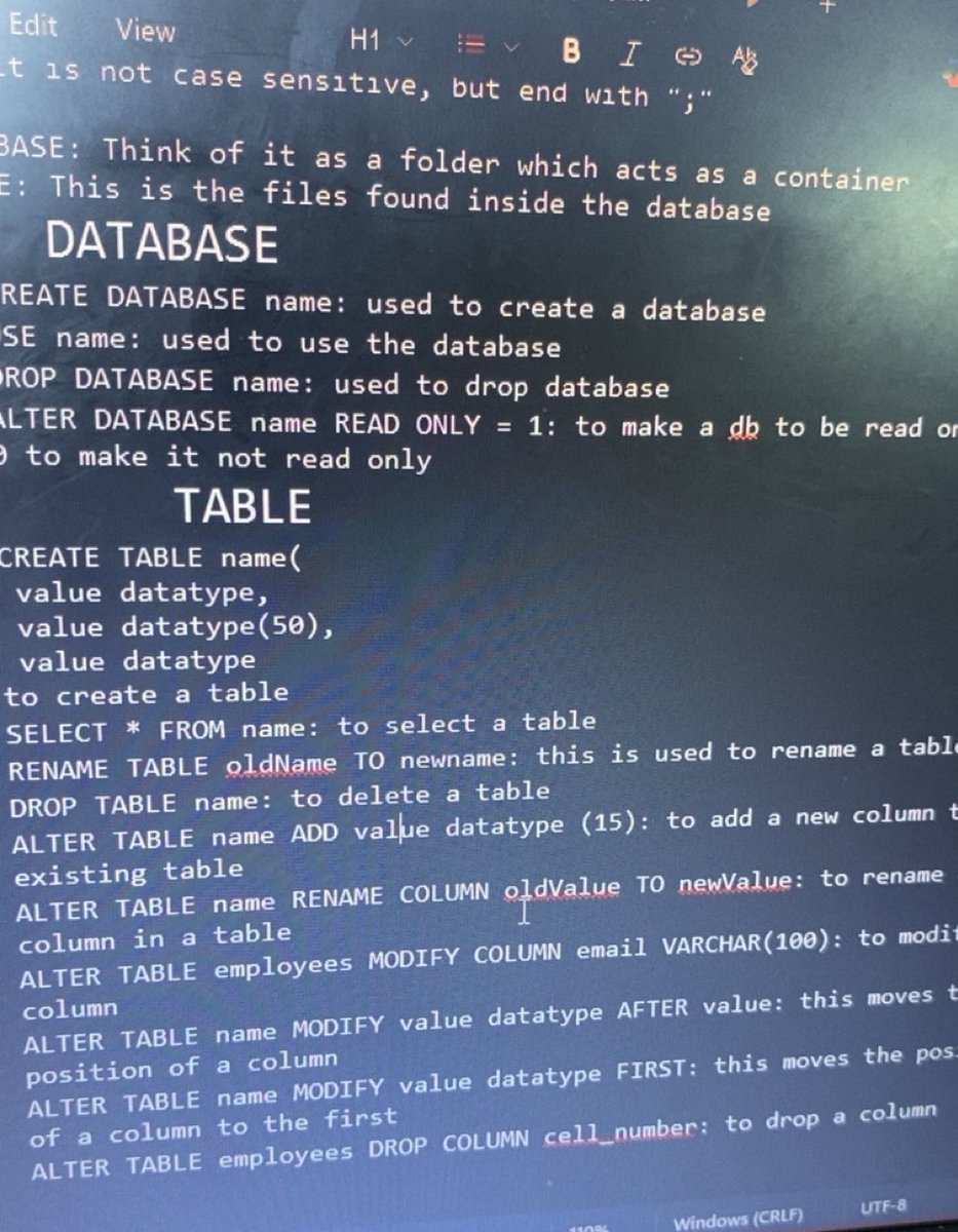 chillwCeCe's tweet image. Day 1 of learning SQL using mySQL workbench
• Learnt how to create, drop &amp;amp; alter, a db
• Learnt how to create, rename, delete, view &amp;amp; alter a table
• Learnt how to add a new column to a table
• Learnt how to rename &amp;amp; modify a column
• Learnt how to insert rows to a column