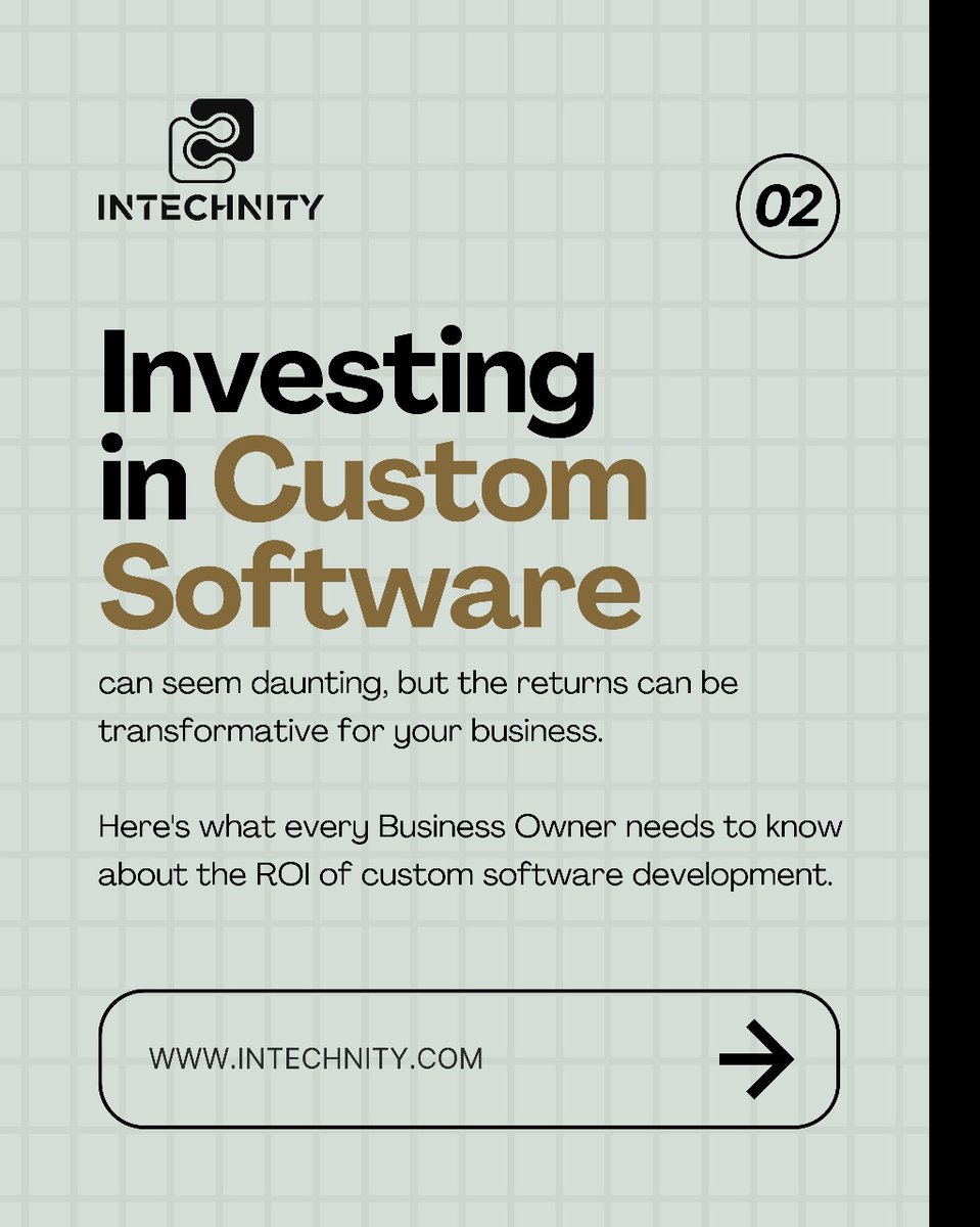 intechnity_com's tweet image. Investing in custom software can seem daunting, but the returns can be transformative for your business. Here's what every Business Owner needs to know about the ROI of custom software development 💻
.
#CustomSoftwareDevelopment #BusinessGrowth #SoftwareROI