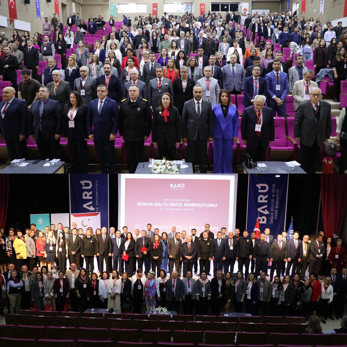 TDK_govtr's tweet photo. 📌Türk Dil Kurumu ile Yunus Emre Enstitüsü iş birliğinde, Bartın Üniversitesi ev sahipliğinde düzenlenen “XVII. Uluslararası Dünya Dili Türkçe Sempozyumu” açış konuşmalarıyla başladı.

🗓23-25 Ekim 2025

Konuşmacılar: 👇🏼 

🗣️ Dr. Nurtaç ARSLAN
🗣️ Prof. Dr. Ahmet AKKAYYA
🗣️ Prof. Dr. Abdurrahman GÜZEL
🗣️ Doç. Dr. Cahid ŞENEL
🗣️ Prof. Dr. Fatma BÖLÜKBAŞ KAYA

@yeeorgtr 
@baruedutr