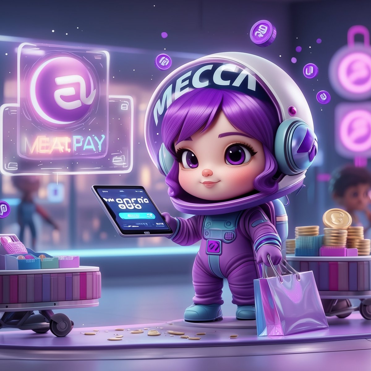 Meet the future of payments, MECCA Pay.

No waiting, no middlemen, no limits. Just instant, low-cost transactions powered by $MEA on Solana. ⚡

From shopping to gaming, the MECCA Astronaut is proving that crypto payments can be fast, fun, and functional. 🌌

Because when your