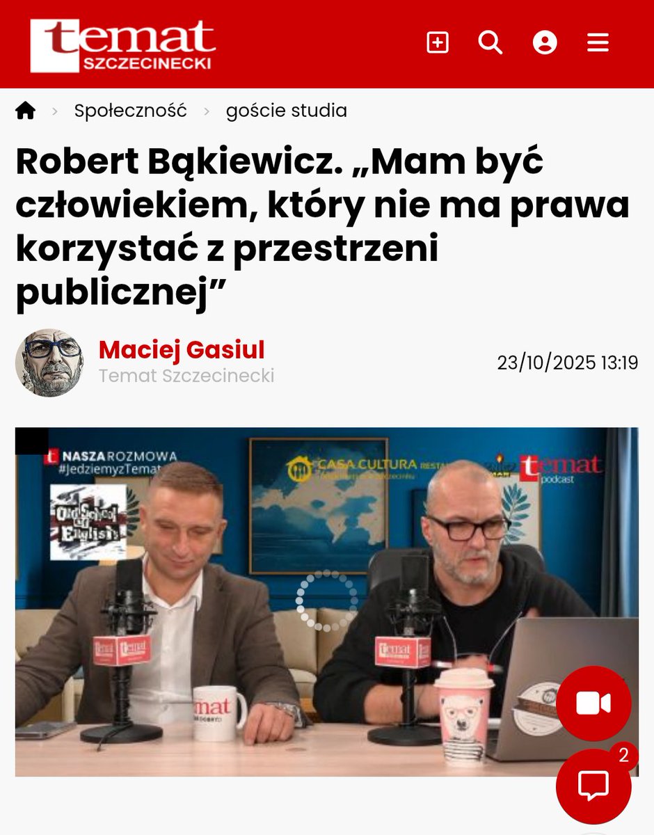 „Mam być człowiekiem, który nie ma prawa korzystać z przestrzeni publicznej.”

Są tacy, którzy najchętniej wyrzuciliby mnie z życia publicznego.
Mają więc problem, bo ja mam zamiar mówić jeszcze głośniej. 😏

Polecam mój dzisiejszy wywiad dla Tematu Szczecineckiego <a href="/temat24/">Temat Szczecinecki</a>.