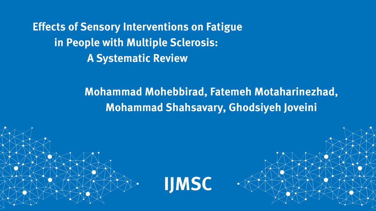 IJMSCtweets's tweet image. &quot;...these studies showed that #SensoryIntegration interventions based on exercise therapy techniques had significant positive effects on survival in patients with #MS, which ultimately led to improved balance and quality of life in these patients.&quot; doi.org/10.7224/1537-2…