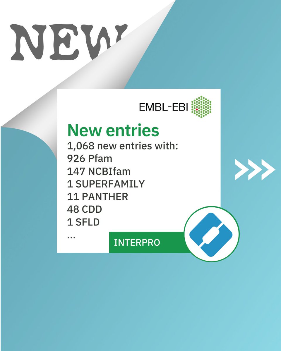 InterProDB's tweet image. 🚀InterPro 107.0 is live!
✨Updated to Pfam 38.0
✨1,068 new InterPro entries
Explore the latest annotations and discover new protein insights. 
Explore it now: interpro.ebi.ac.uk