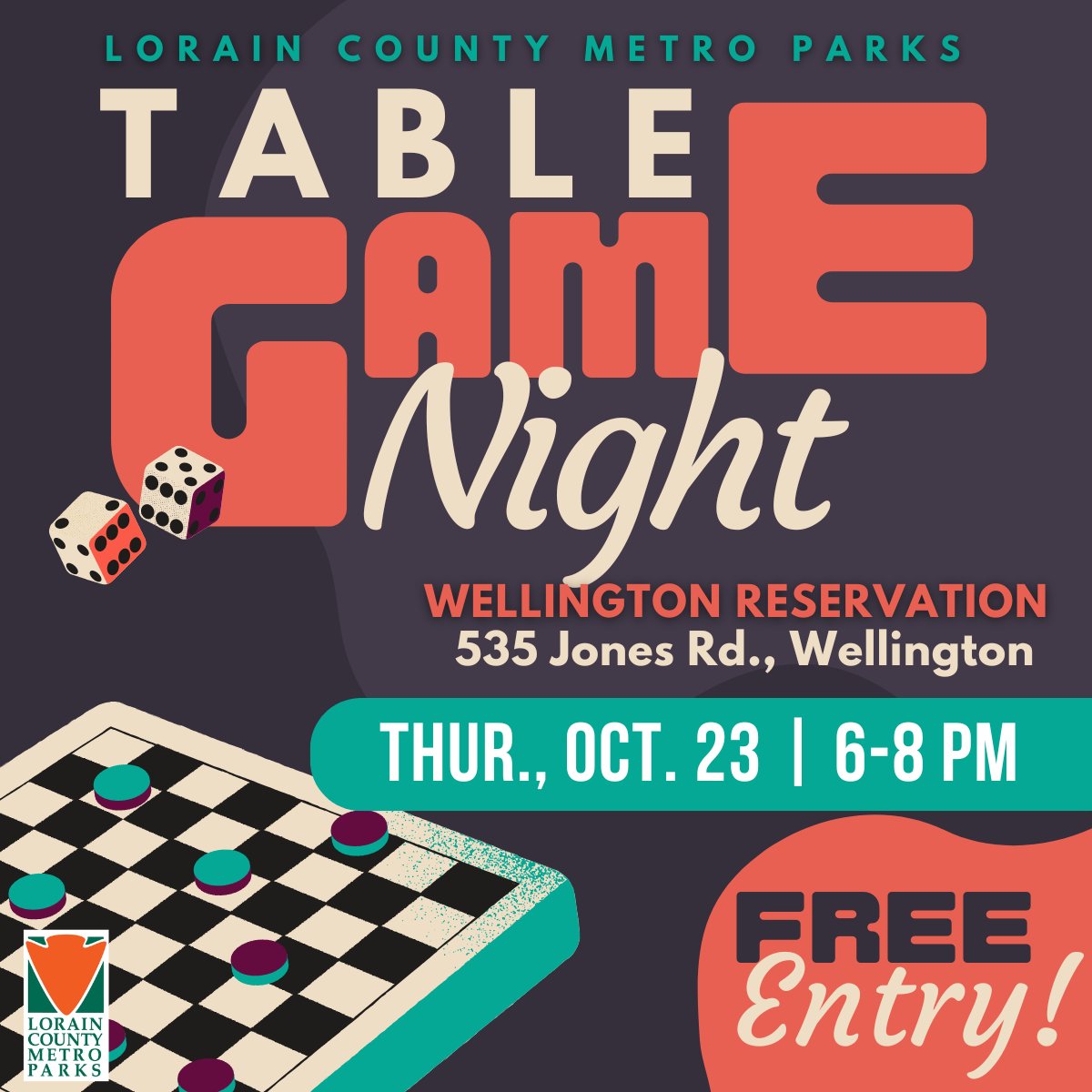 Join us at Wellington Reservation for our monthly Table Game Night. Bring your own games or use one of ours. Snacks will be provided, but feel free to bring a non-alcoholic drink. Registration is not required. Find more details and other upcoming dates at tinyurl.com/WR-Table-Game-…