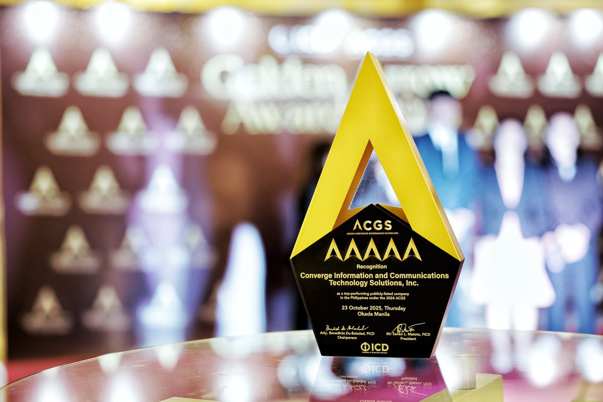 Our leaders represented Converge at the ASEAN Corporate Governance Scorecard (ACGS) Golden Arrow Awards, where we received the Five Golden Arrows — the highest distinction in corporate governance in the Philippines.

This milestone reflects our unwavering commitment to