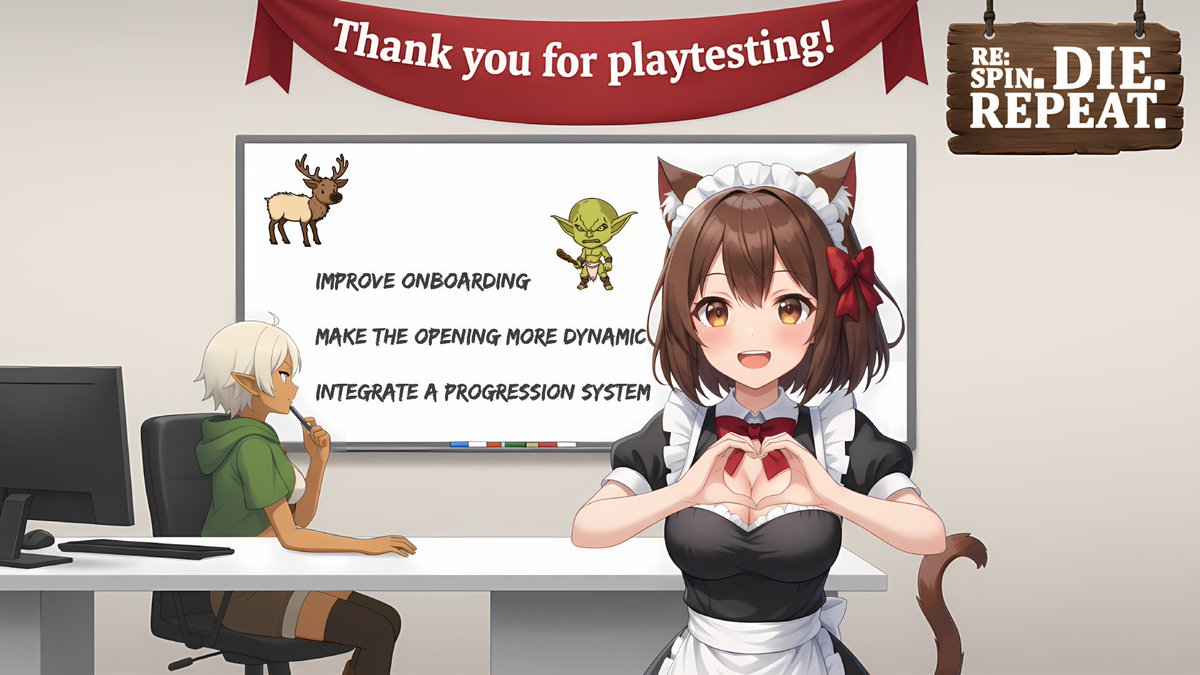 Orring's tweet image. Our playtest for Re: Spin. Die. Repeat is over: store.steampowered.com/app/3345680/Re…

🙏 Thank you to everyone who joined.

😊 Your time and honest notes set our next steps.

#gamedev #roguelike #indiegames #isekai #steam #playtest #gamingcommunity #indiedev #games