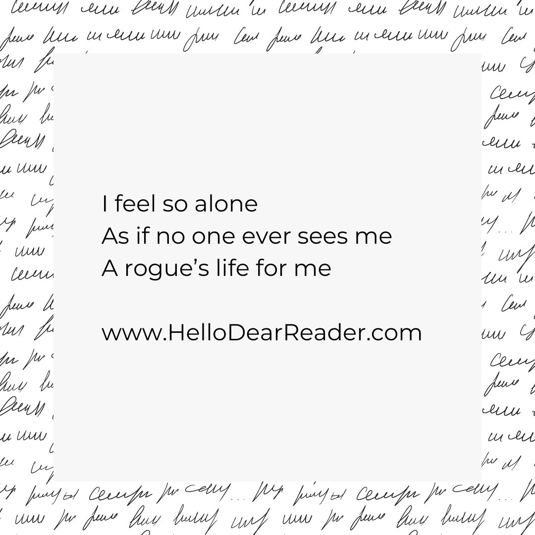 jason_delph's tweet image. I feel so alone
As if no one ever sees me
A rogue’s life for me
rfr.bz/t000cbb
#poetry #CozyFantasy #HelloDearReader