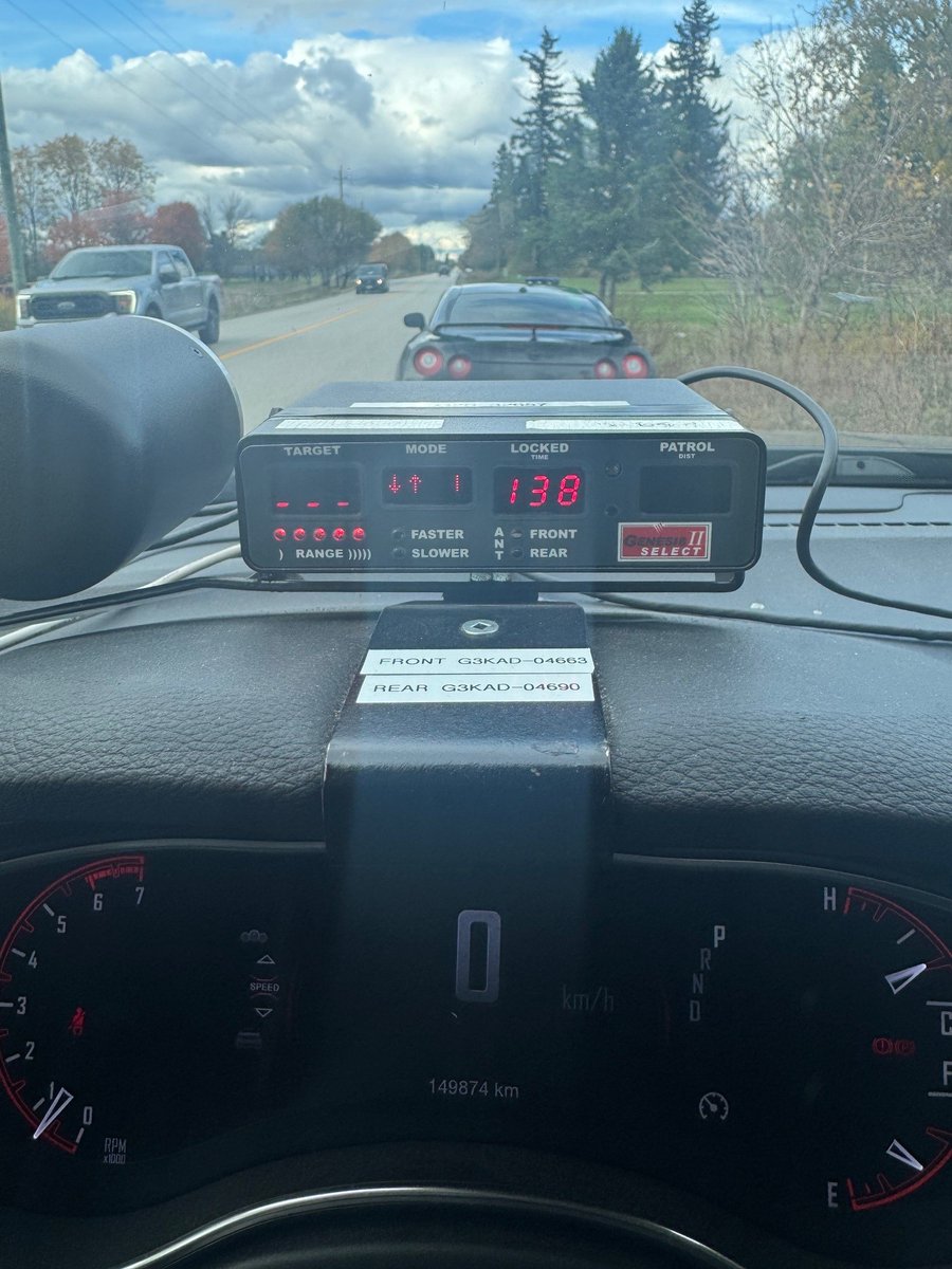 Traffic Enforcement – Nottawasaga OPP
 
On October 22, 2025, just before 3:00 p.m., Nottawasaga OPP Traffic Unit stopped a vehicle on County Road 56 for excessive speed, 138 km/hr. in a posted 80km/hr. zone.

The 55-year-old driver was charged with:
-Speeding
-Stunt Driving