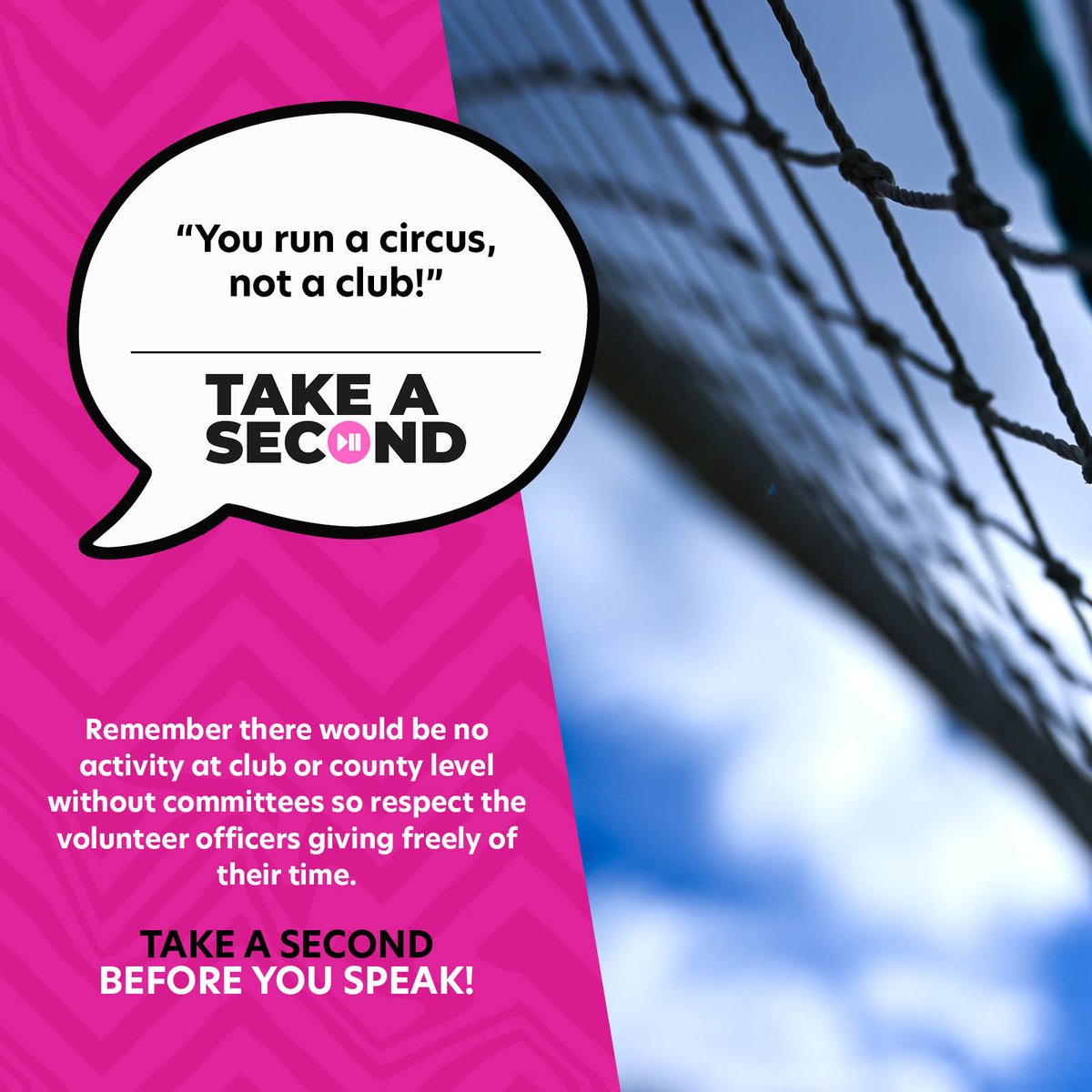 One of our key aims is to celebrate our volunteers, officials and players, and to create role models on and off the pitch

Central to this is providing supportive and respectful playing and non-playing environments for everyone

More➡️ bit.ly/3nam7YP

#TakeASecond