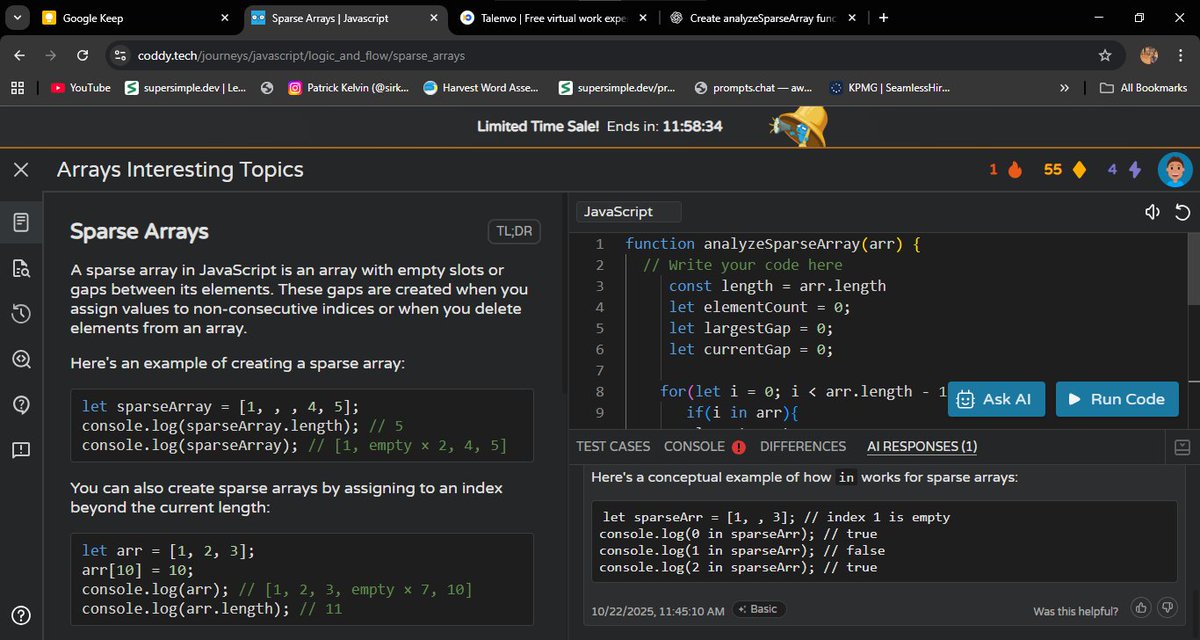 SirKelvthedev_'s tweet image. Day 5 of learning Concepts in Javascript. Keeping it going with using the spread syntax  to combine and copy arrays. also understanding what  sparse arrays  are . Have to revise this later on.  i no really sabi like that 😅 #LearnToCode  #programmermindset #DevLife #100daysofcode