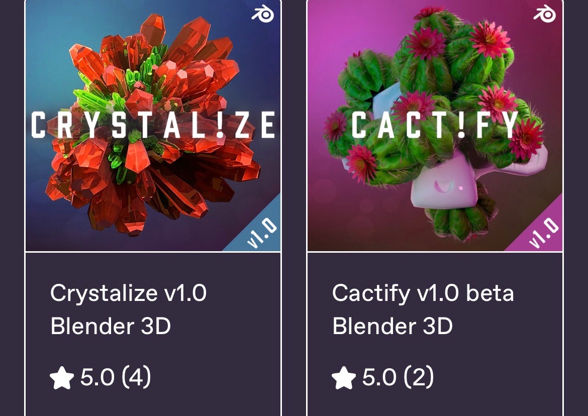 DBFarthing's tweet image. Crystal!ze and Cact!fy beta are both available for FREE on Gumroad. Download today!
thenightsparrow.gumroad.com
#geometrynodes #proceduralmodeling 
#3dart