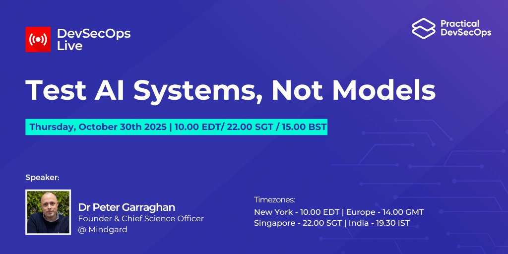 PDevsecops's tweet image. Your AI guardrails can be bypassed. Testing models isn't enough.
Peter Garraghan shows how attackers get reverse shells through AI apps and what to fix. @mindgard 
Oct 30 | 10AM EDT
Register: us06web.zoom.us/webinar/regist…