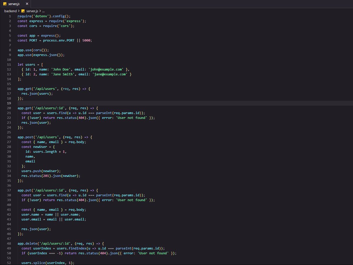 nayanchellani's tweet image. Day 8 of #100DaysOfCode 🚀 - REST APIs & Env Config
-Set up .env for secure configs
-Connected React frontend and Express backend via REST APIs
-Structured routes & learned how HTTP methods make CRUD possible
#LearnInPublic #Backend #MERN