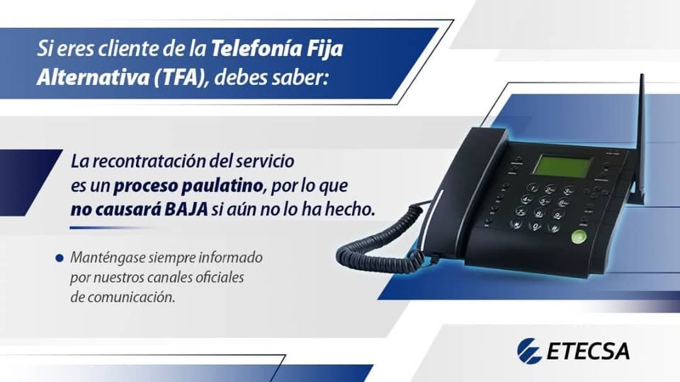 ¿Que debes saber sobre el servicio de Telefonía Fija Alternativa?
#EtecsaConCuba