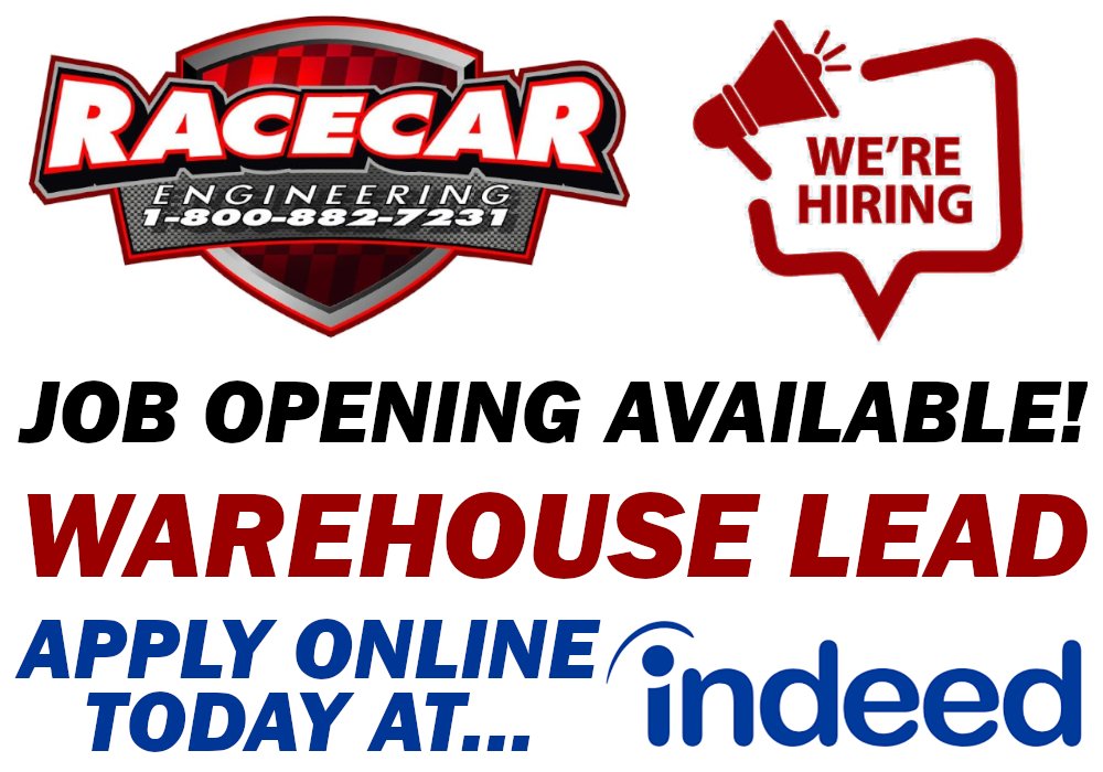 Do You Like Race Cars &amp; Performance Machines? Get In the Fast Lane Now and Shift Your Career Into High Gear! Racecar Engineering has an Immediate Full-Time Opening for a Warehouse Lead Person at our Lakeland, Florida Facility. Apply Today Online at Indeed: tinyurl.com/39xd5v9n