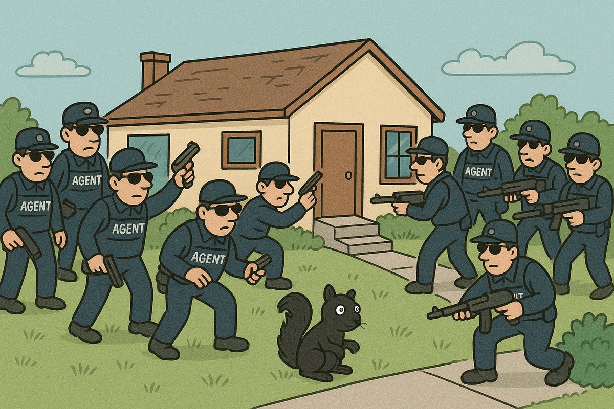 JudicialWatch's tweet image. GOVT OVERREACH: NY officials deployed TWELVE AGENTS to raid a home for a pet squirrel! Our lawsuit uncovered the shocking truth: they planned to kill 'Peanut' weeks before the raid. @TomFitton