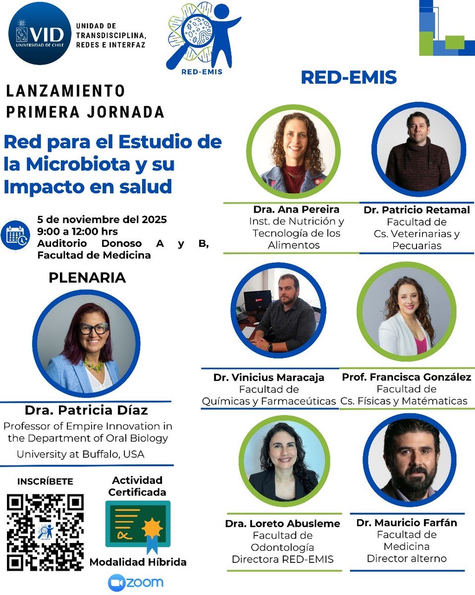 MAÑANA‼️ No te pierdas la primera Jornada de la Red para el Estudio de la Microbiota y su Impacto en Salud (RED-EMIS).

🗓️5 nov, de 9 a 12 horas. 
✅Evento híbrido y certificado.
➡️Inscripciones: docs.google.com/forms/d/e/1FAI…