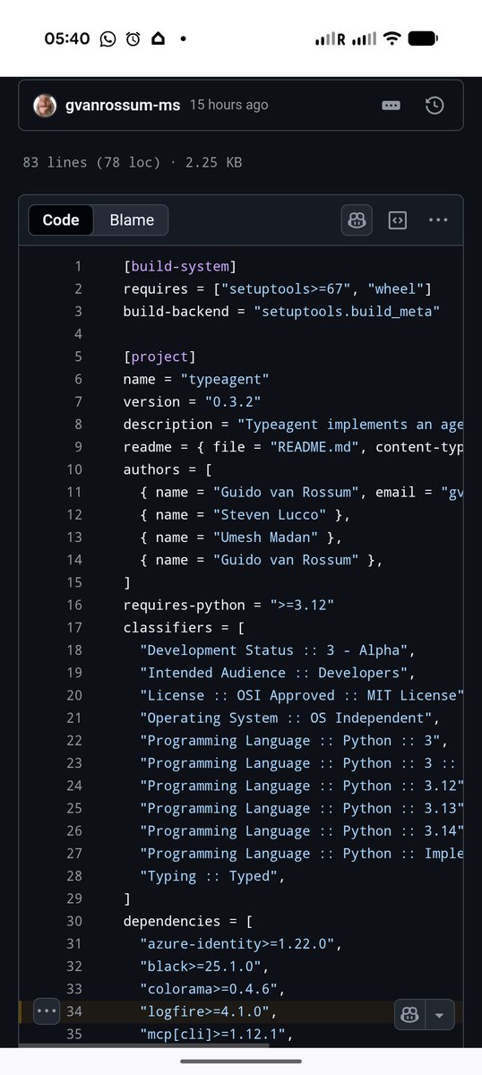 pydantic's tweet image. Guido (the creator of Python) is using Pydantic AI AND Pydantic Logfire here.