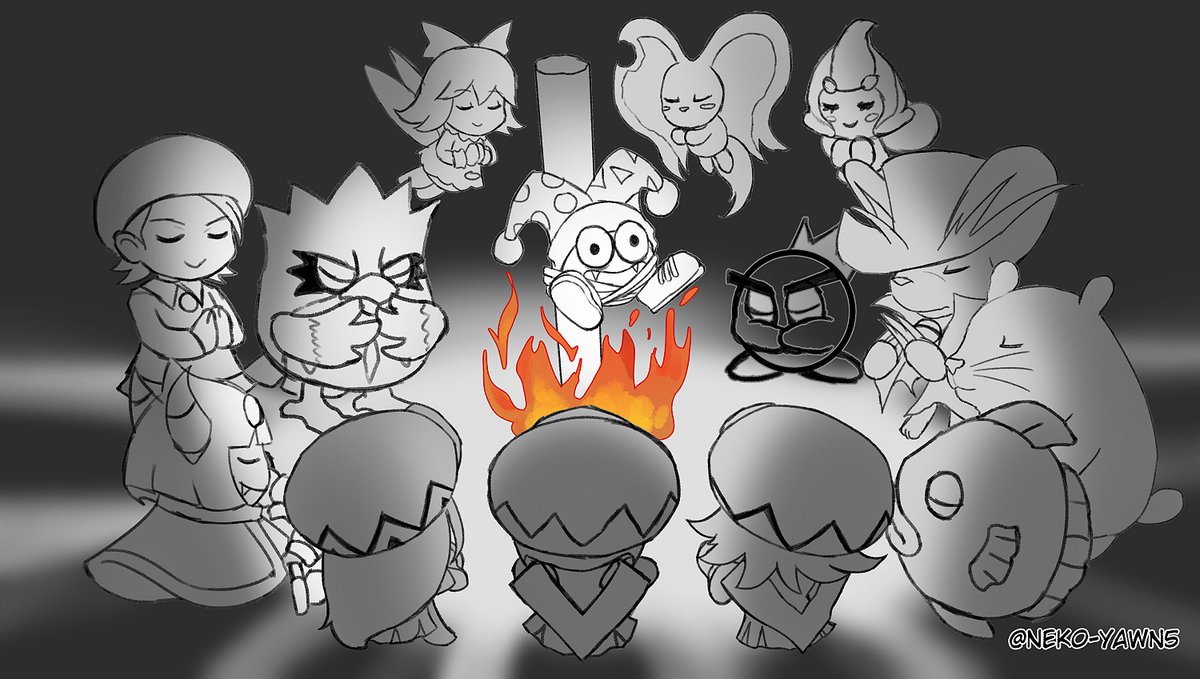 I think I might not be able to color this in time, anyway... Last minute prayer circle before Kirby Air Riders livestream!
#Kirby #KirbyAirRiders