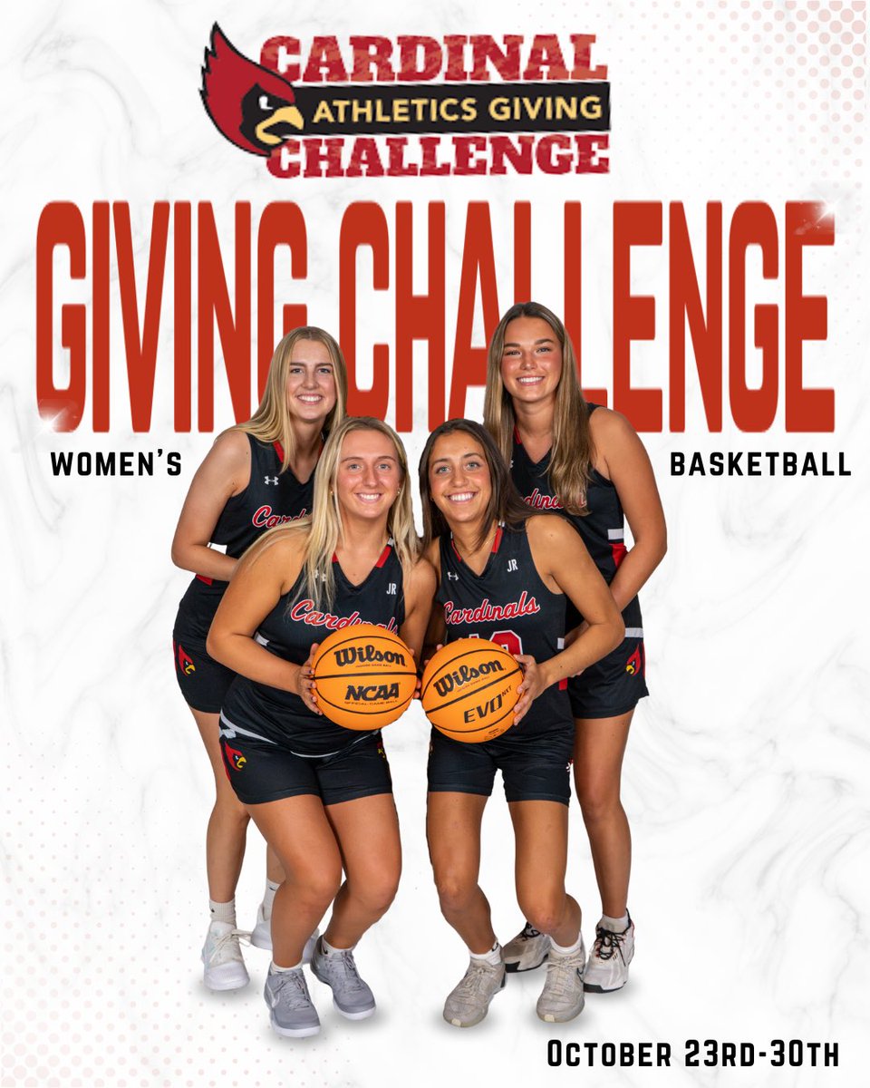 The Cardinal Giving Challenge is back!!
•
Please consider supporting Women’s Basketball by making a gift before the challenge ends on October 30th! The link to donate can be found below! 👇 
•
givecampus.com/schools/TheCat…
