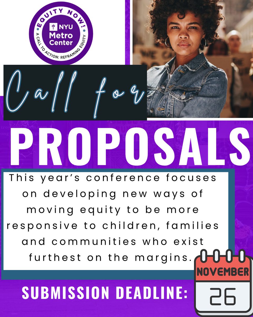 metronyu's tweet photo. The #CallforSubmissions for @metronyu's 2026 #EquityNow Conference is open! This year's conference serves as a stark reminder of what it means to fight for students who still have not received equity in their educational experiences. Learn more here: https://t.co/QDadLEzSUI https://t.co/LW0TT1V4dU
