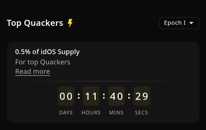 Epoch 1 is down to just 11 hours
 
<a href="/idOS_network/">idOS</a> just cranked up the Quakers pool to 1% of total supply from 0.5% 

Epoch 1 ends TODAY top 500 keep their planned rewards, 501-1000 snag an extra 0.1% per epoch, and ALL top 1000 get the glory of shaping onchain identity

gidOS