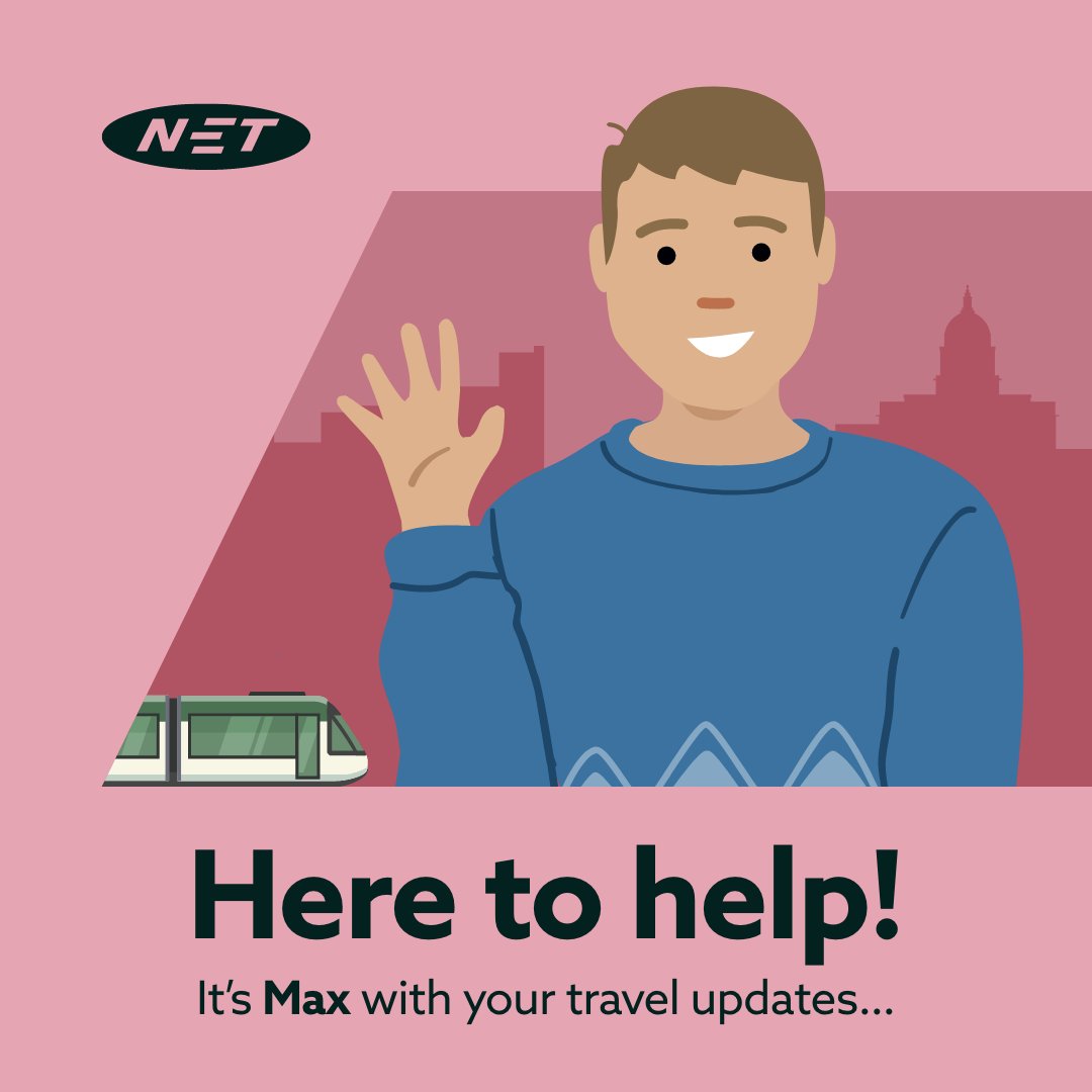NETTram's tweet image. Good afternoon, Max signing in for the afternoon updates.
✅ We're running a frequent service to all stops.