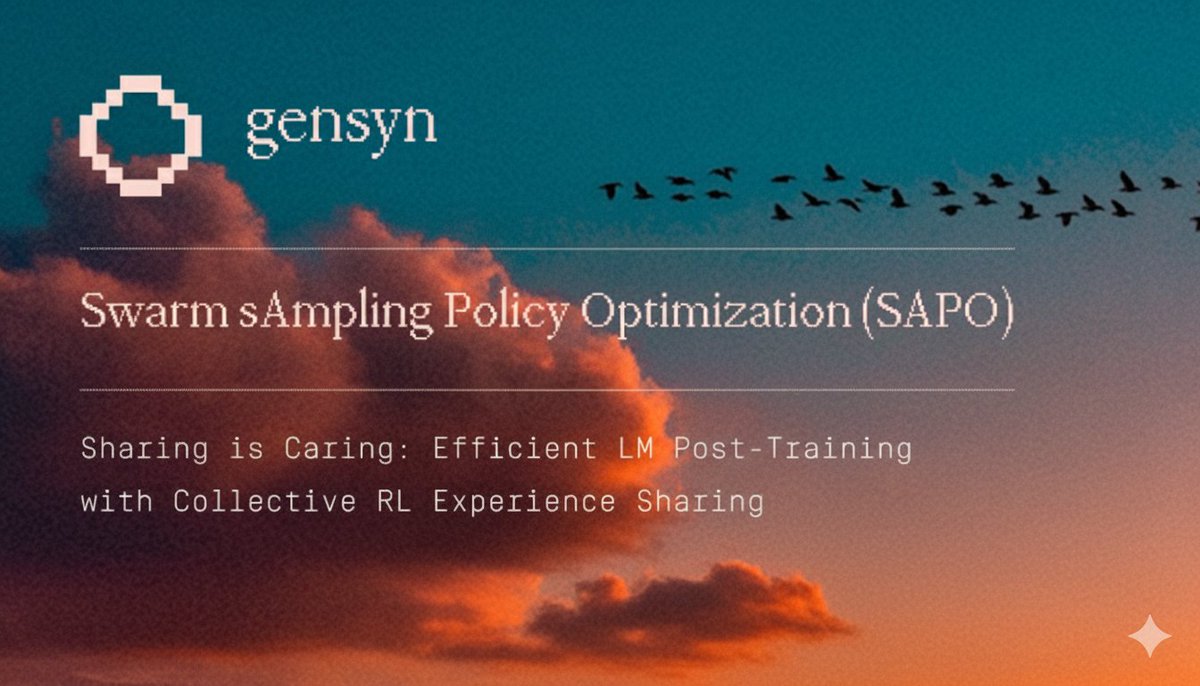 SSgonto's tweet image. Can we train machine learning models using all that scattered, unused compute power without requiring everything to be identical or in sync?
After series of research, SAPO was @gensynai answer: a new way to make distributed learning actually work.
—> Introducing SAPO (Swarm…