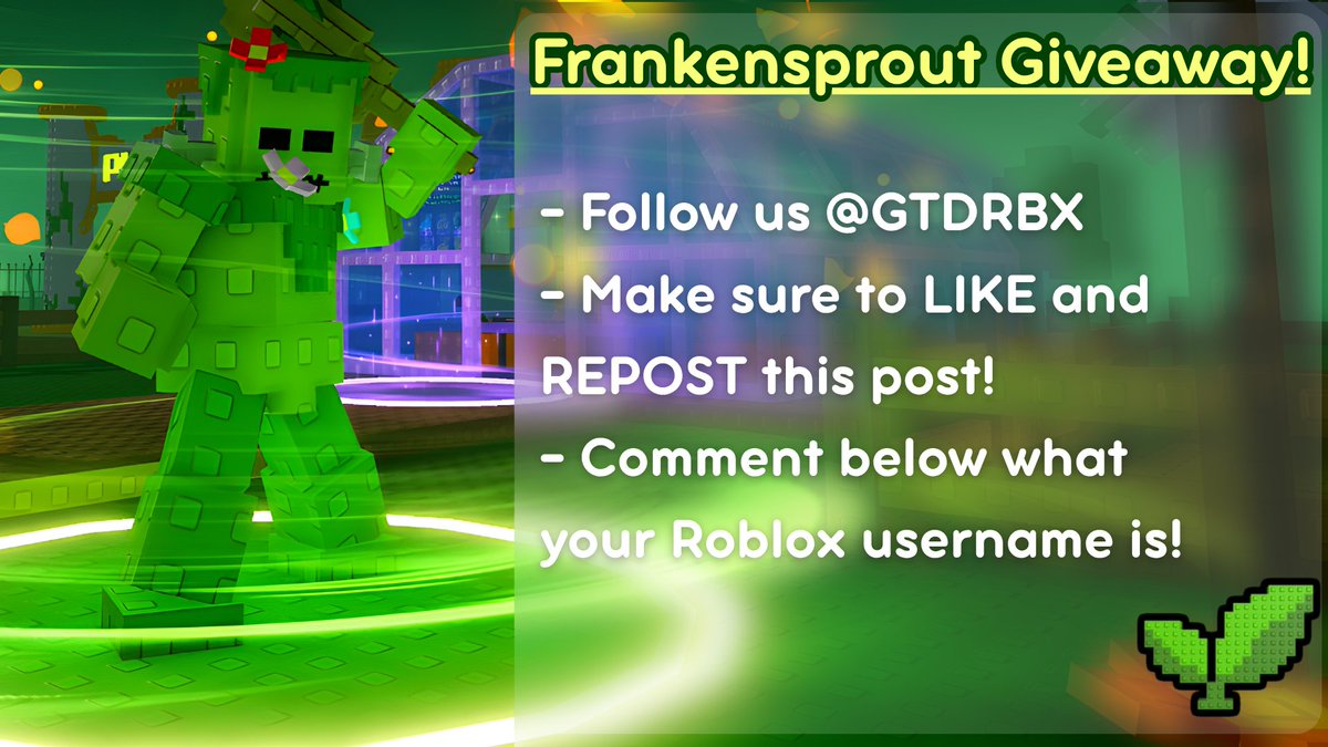 GTDRBX's tweet photo. 🧟Hey Gardeners! Hope you're collecting your Candy Corn and enjoying Garden Tower Defense!

We're hosting a Giveaway for 3 Frankensprouts! Just follow the steps and enter in for a chance to win one of the three, best of luck! ✨ https://t.co/PIJs6GfO50
