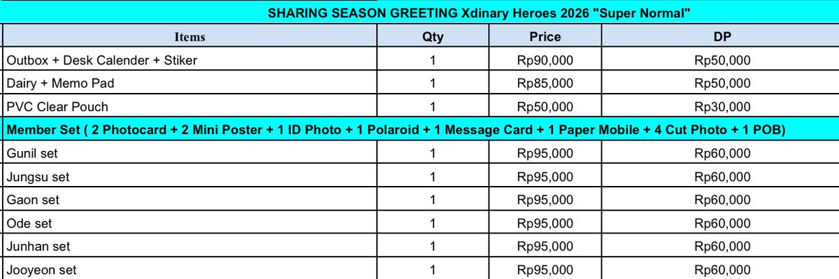 c1nchan's tweet photo. [OPEN PO]
XDINARY HEROES 2026 SEASON'S GREETING 'Super Normal'

✅ Full Set 785k DP 500k
✅ Sharing price on pict
✅ Fix CO
✅ GO WA / LINE https://t.co/kwTh1Ois0a
📍 JKT &amp; CRB

💌 Book slot by DM

t. Gunil Jungsu Gaon Ode Junhan Jooyeon SG WTS 
#WTSXH https://t.co/OSPAUEfpzA