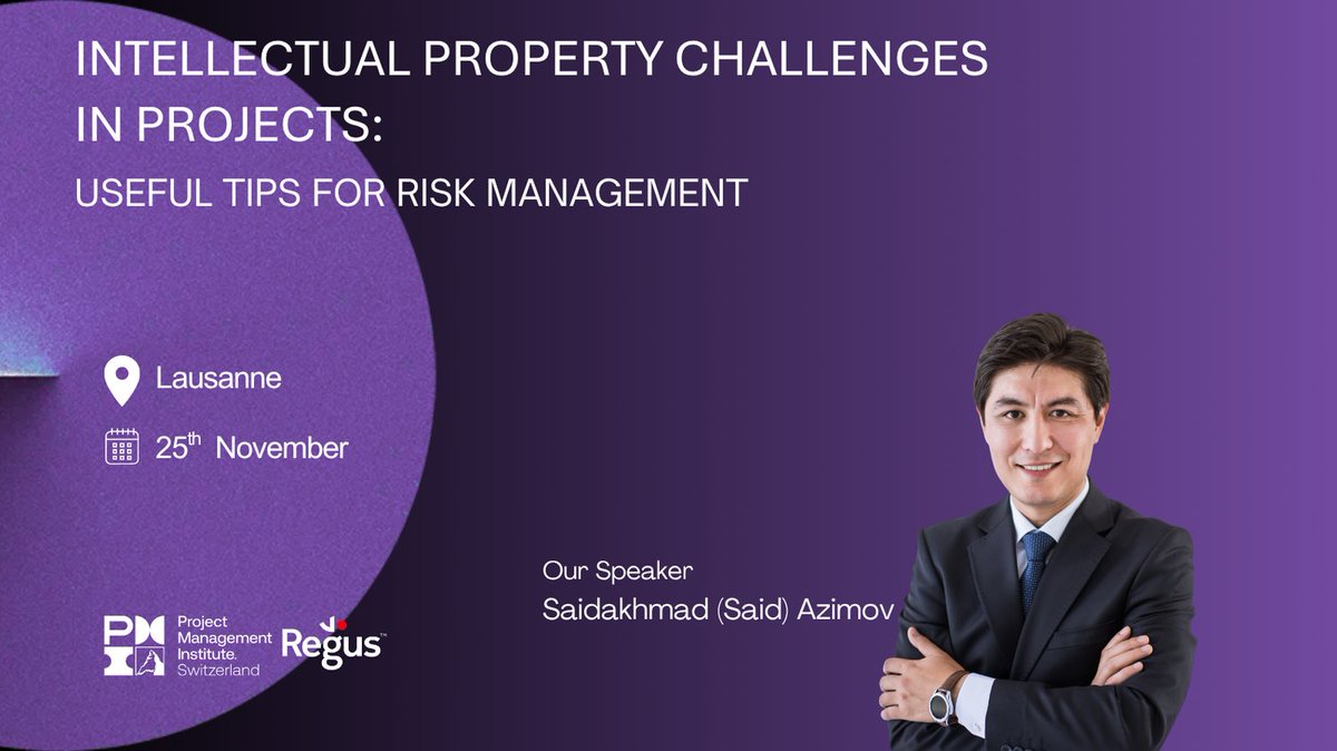 Learn how to recognize IP-related risks, manage potential threats, and leverage opportunities IP can create.

Information and registration
pmi-switzerland.ch/events/events-…

##Events #PMI #PMISwitzerland #Lausanne