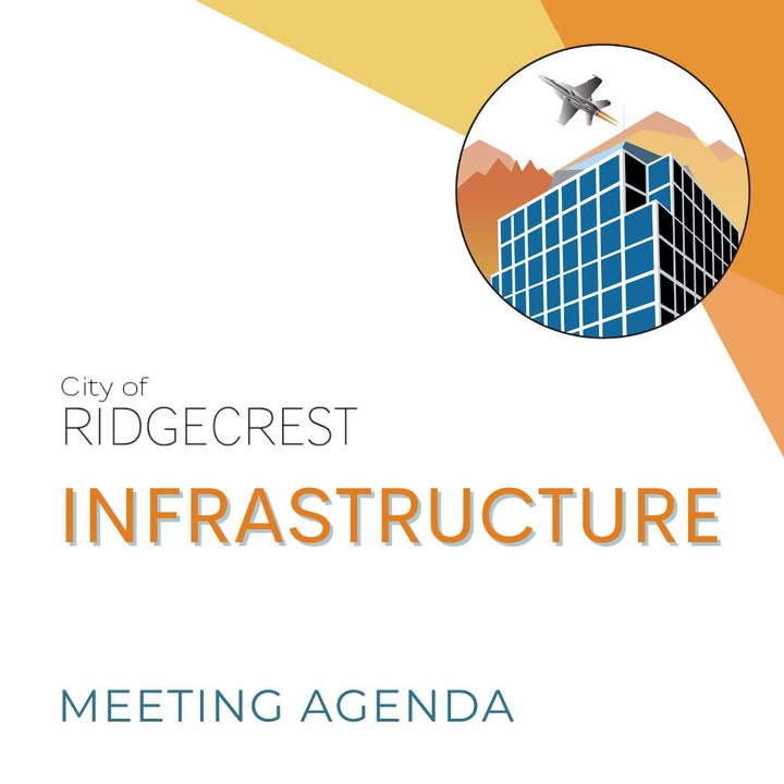 City_Ridgecrest's tweet photo. The monthly Infrastructure Committee Meeting is tonight at 5:00pm in Conference Room B of City Hall. Public participation is welcomed and encouraged!
To view the agenda visit: https://t.co/HXCnHsIDND https://t.co/TtsV3jt98L