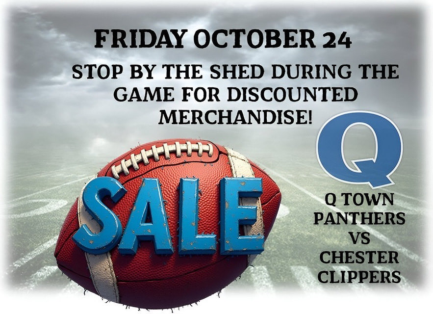 QTOWN FOOTBALL (@qpantherfb) on Twitter photo Friday night- Last chance to stock up on Panther SWAG this season. Stop by for discounts on clothing , hats , rally towels etc. # PPF Friday night- Last chance to stock up on Panther SWAG this season. Stop by for discounts on clothing , hats , rally towels etc. # PPF
