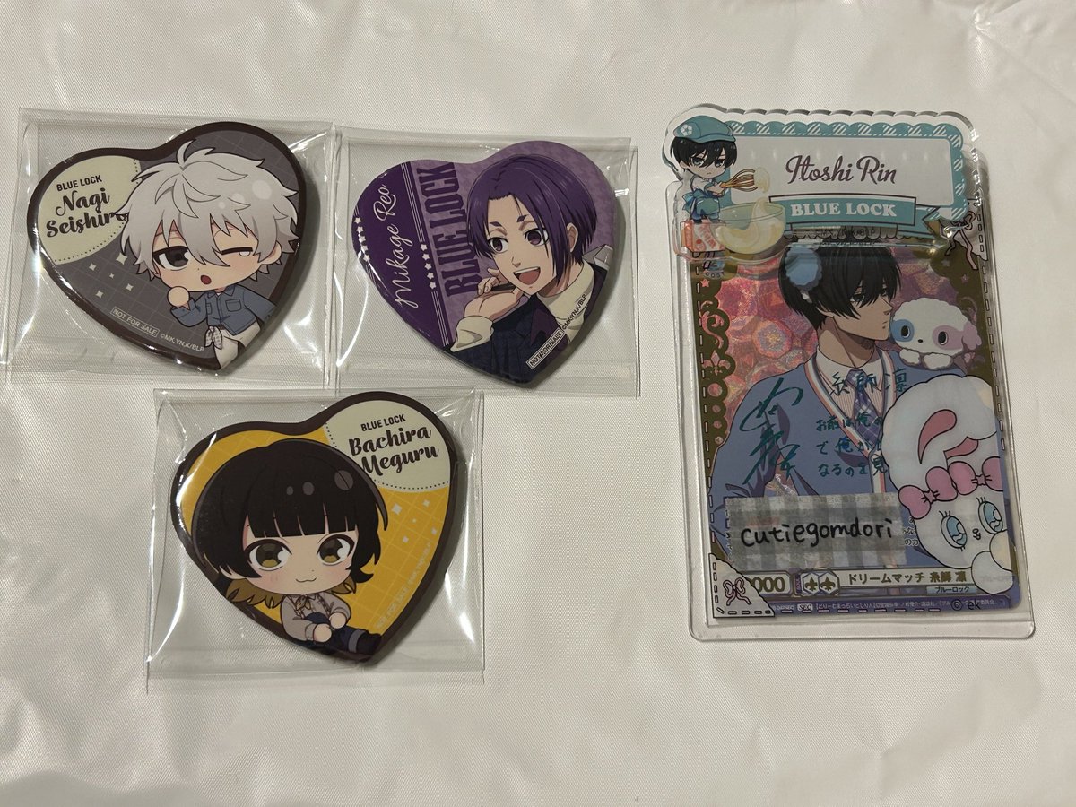 cutiegomdori's tweet image. 【交換/譲渡】ブルーロック 東急不動産 スタンプラリー ハート缶バッジ ノベルティ 缶バッジ
【譲】凪 玲王 ⚫︎蜂楽
【求】後半 等身 凛 (1点のみ)決まり次第 定価+送料
⭐︎交換の仮約束は後半8枚以上購入予定ある方のみ
⭐︎譲渡の際無印は⚫︎同数お迎えください