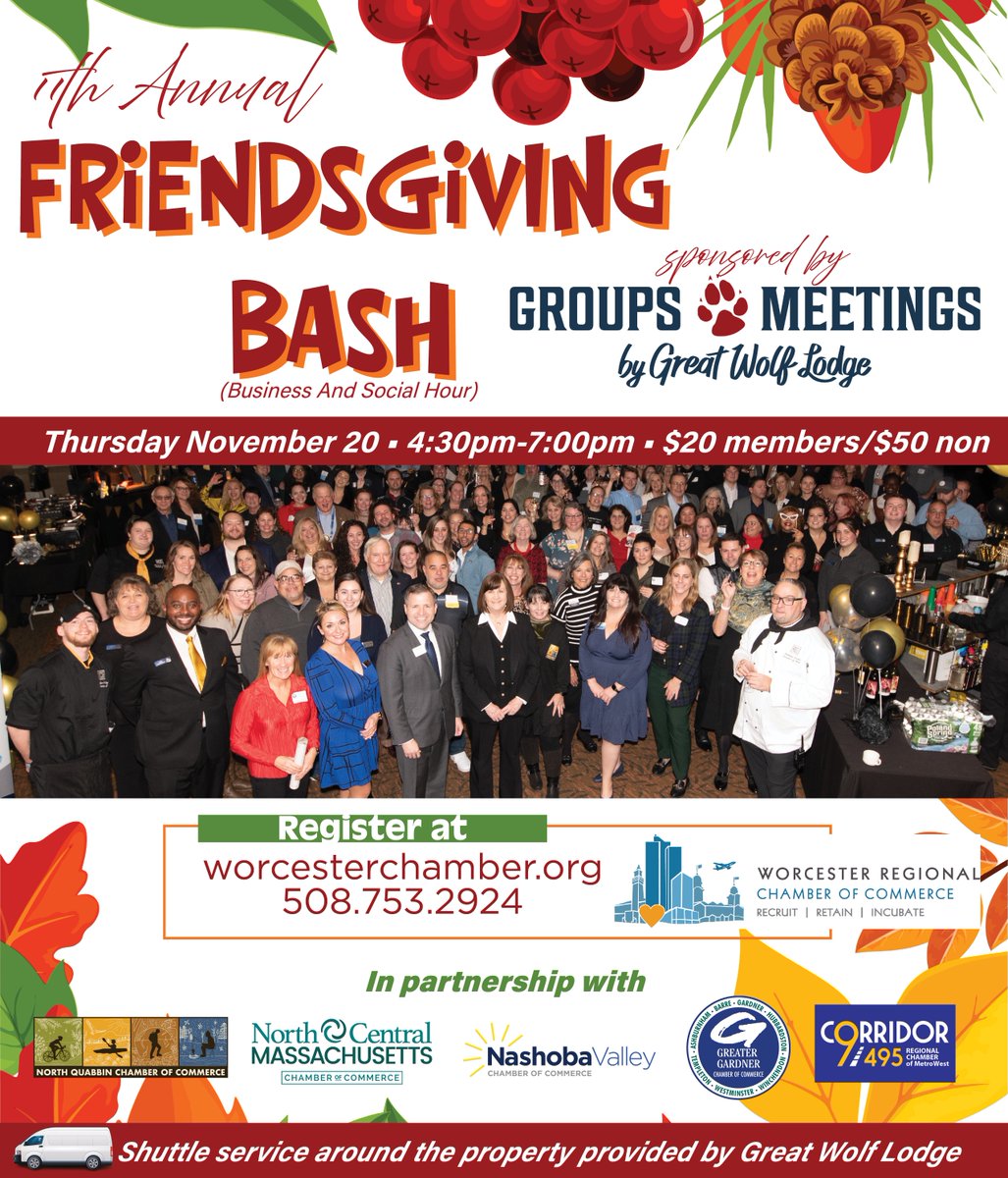 Please join us for our popular, MEGA Business After Hours which will bring together 6 area Chambers including at Great Wolf Lodge!📅 Thurs, Nov 20
⏰ 4:30–7 PM
💵 $20 members / $50 non-members
Connect &amp; celebrate before the holiday! 🍁
Register 👉 zurl.co/QWEDt