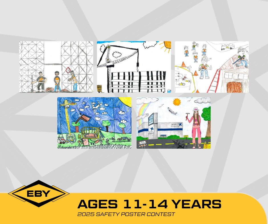Thoughtful, creative, and inspiring! Here are the drawings from our Ages 11–14 group in the Eby Safety Poster Contest. These young artists remind us all to keep safety first!