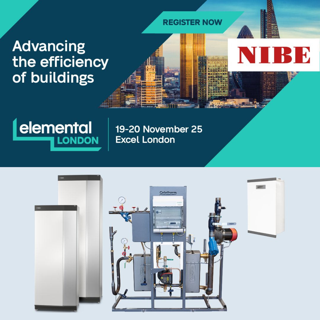 NIBEEnergy's tweet photo. Visit our stand at Elemental London to discuss our Cetetherm Pioneer, a smart, compact Heat Interface Unit for modern heat networks.

Find us on stand F30
19th – 20th November 2025

Get tickets here - https://t.co/3jtc5GxRb0

#NIBE #Cetetherm #HeatNetworks #DistrictHeating https://t.co/aEKoc9nfXH